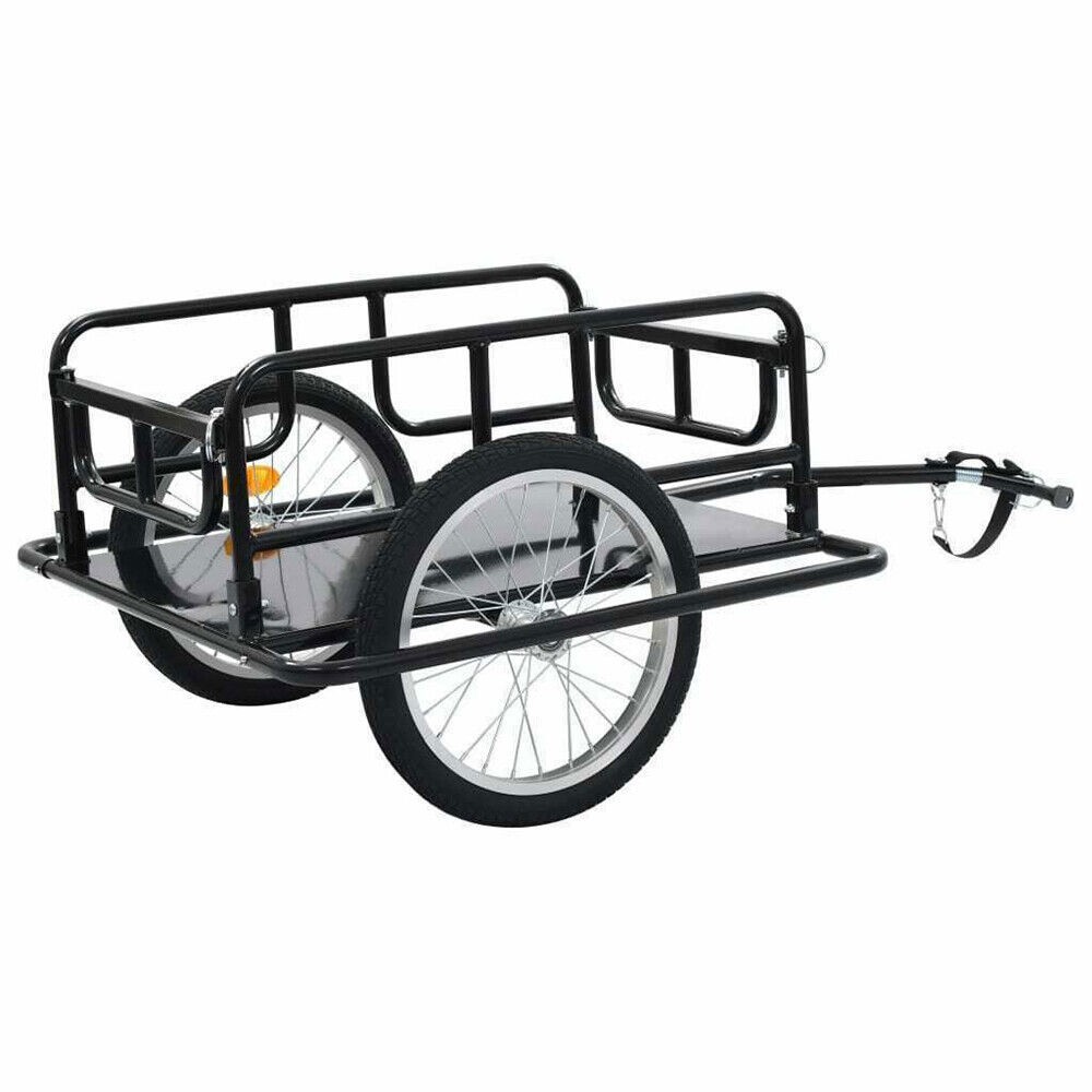 Large Bicycle Bike Cargo Trailer Foldable 110lbs Max Load Steel Carrier For Shop