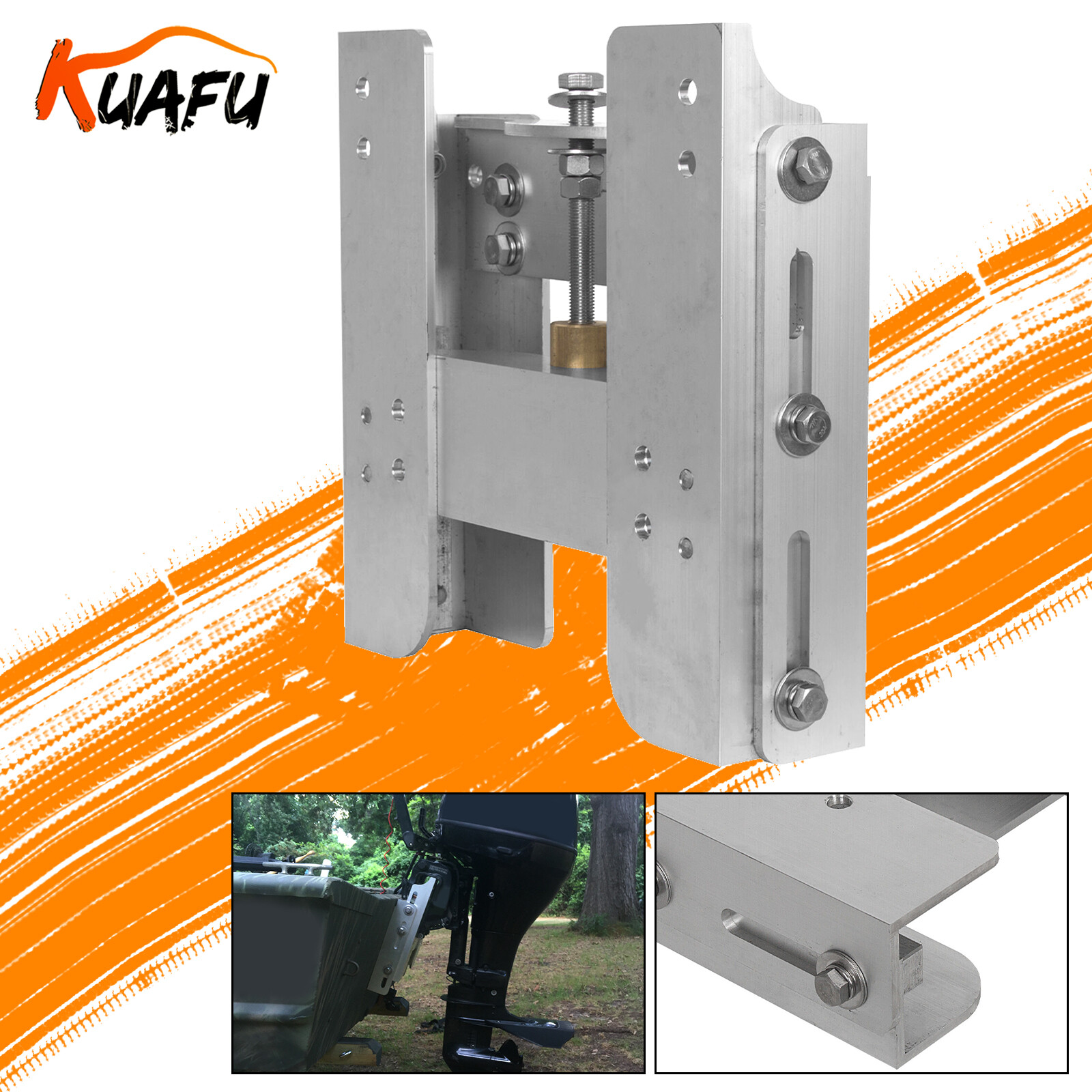 Adjustable 4'' Outboard Boat Aluminum Jack Plate Tool Silver