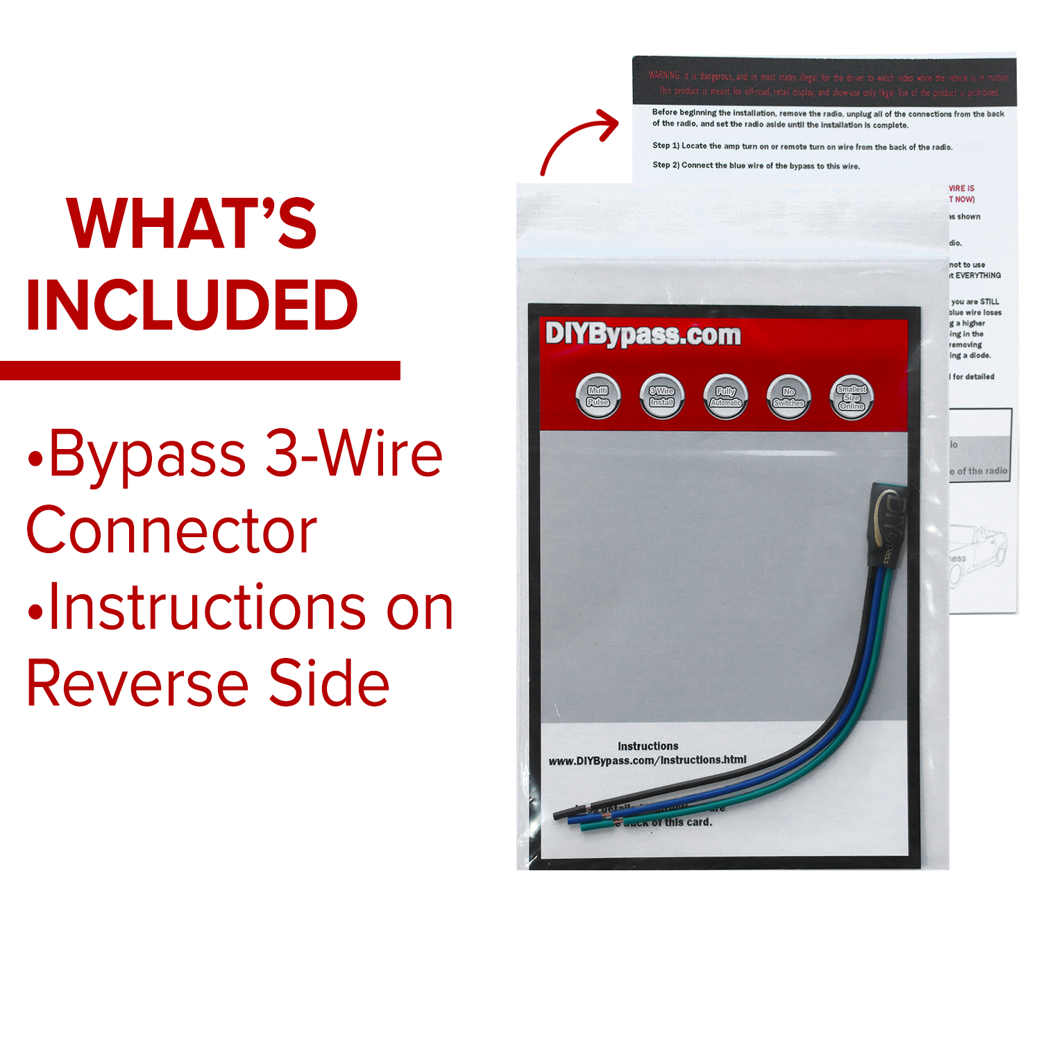 DIYBypass Multi Pulse Bypass Fits All JVC KW, BT BW Parking Brake Video Override