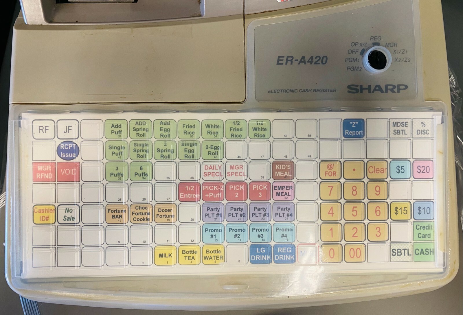 Sharp ER-A420 Cash Register Flat Keyboard Wet Cover Silicone Skin