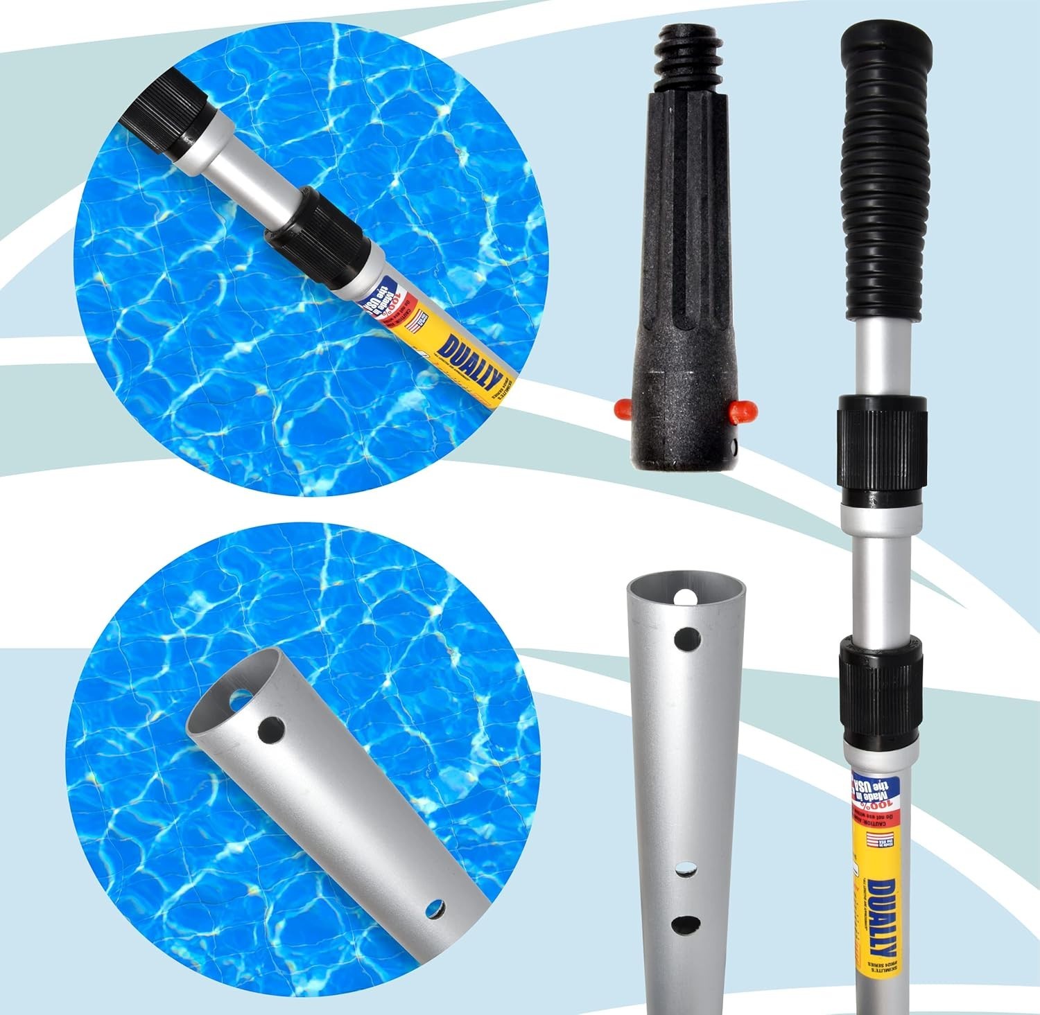 Skimlite Dually 9018 Telescopic Pool Pole 6-18 Ft Dual Locking Heavy Duty Alumin