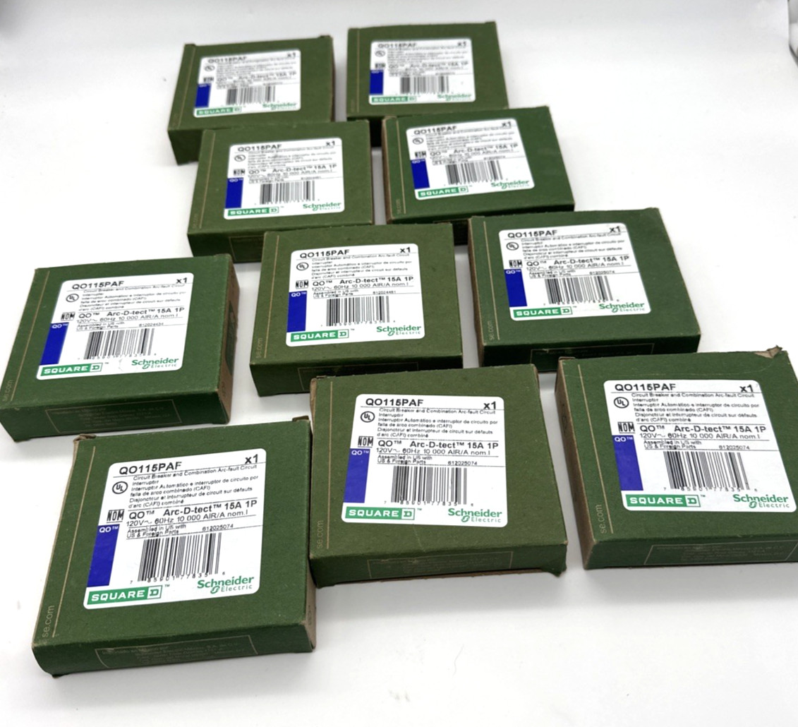 10 PCS SQUARE D QO115PAF QO 1P 15AMP AFCI ARC-FAULT CIRCUIT BREAKERS*new*