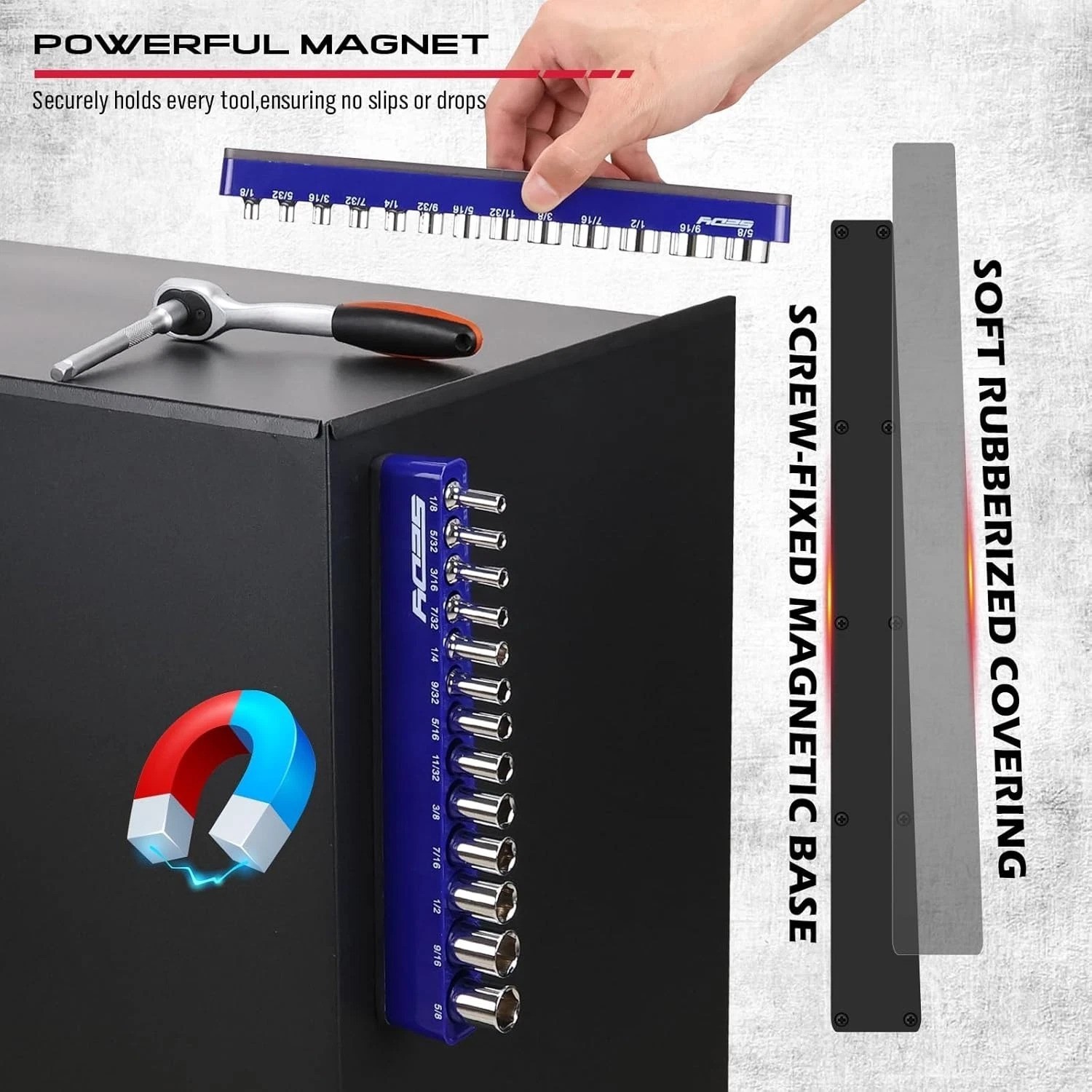 Heavy-Duty Magnetic Socket Organizer Set - 26 Socket Capacity, Modular Design