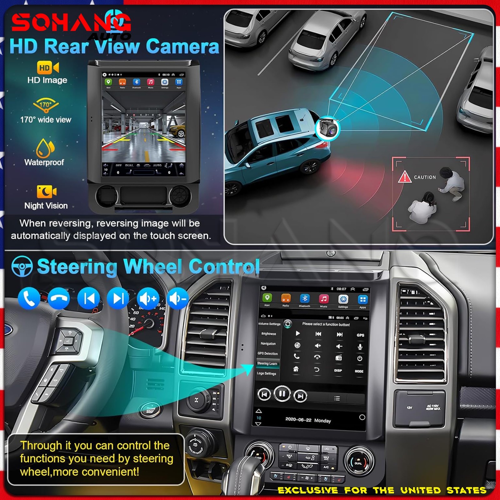 SoHang | 12.1'' Car Radio Stereo CarPlay For Ford F150 F250 F350 Tesla Style GPS