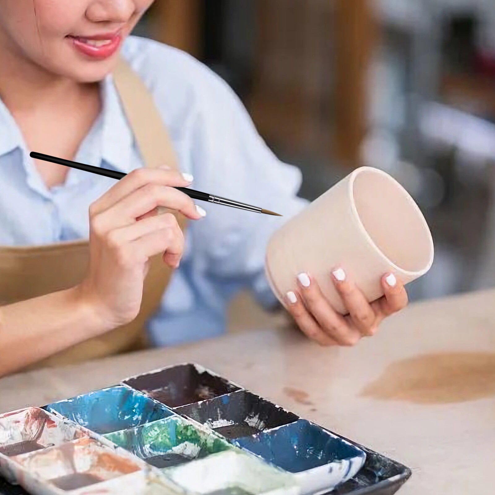 XDT#725 Round Finest Micro Tip Detail Art Brush 5 Pc #00000 Set Nail Model Kit