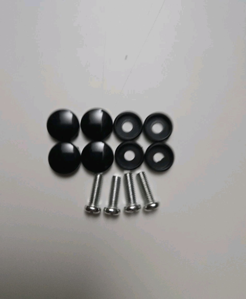 2X /-M Stainless Steel Finished License Plate Frame Holder Carbon Fiber