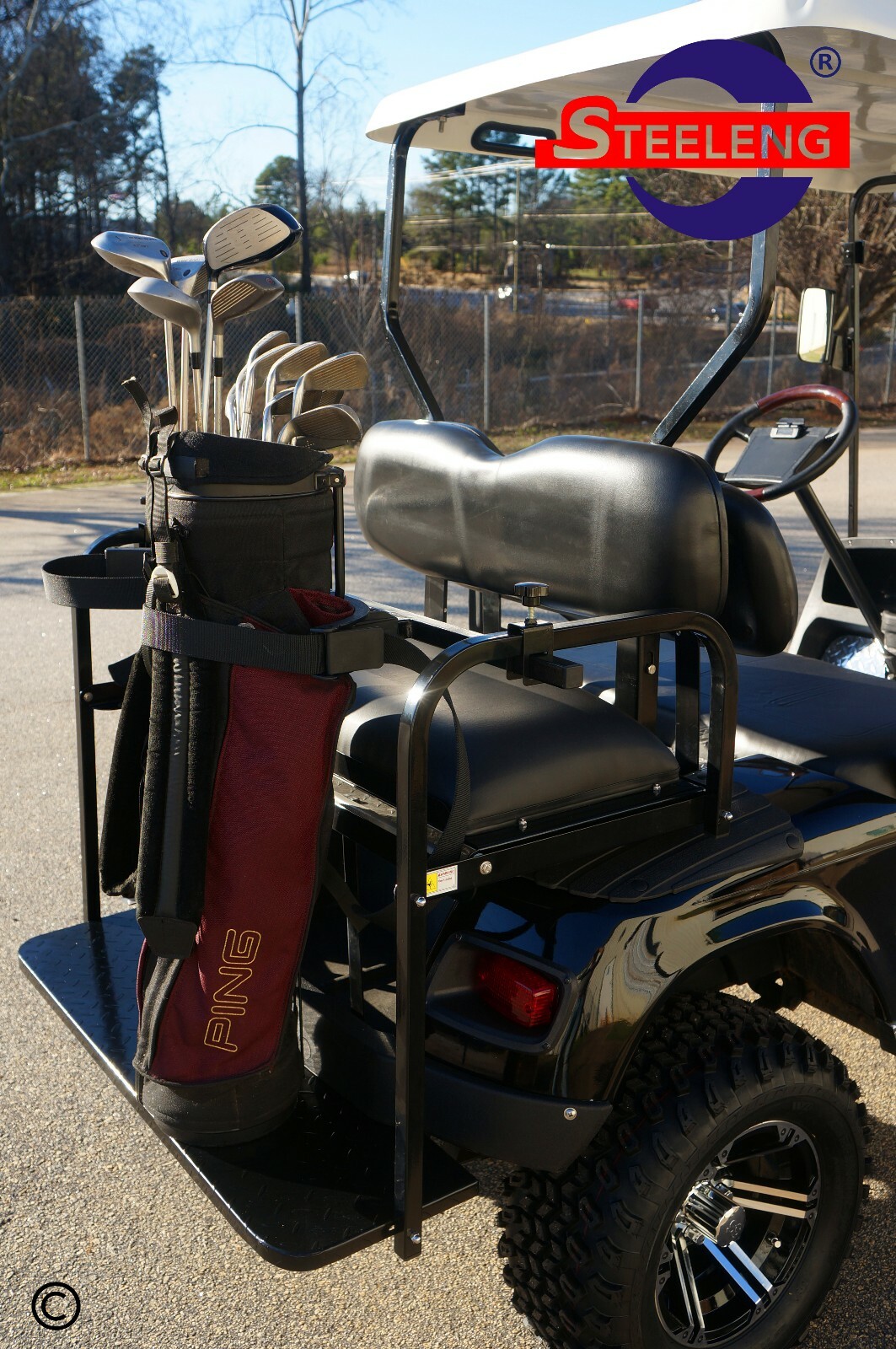 Universal Golf Cart Rear Seat Golf Bag Holder Attachment EZGO CLUB CAR YAMAHA