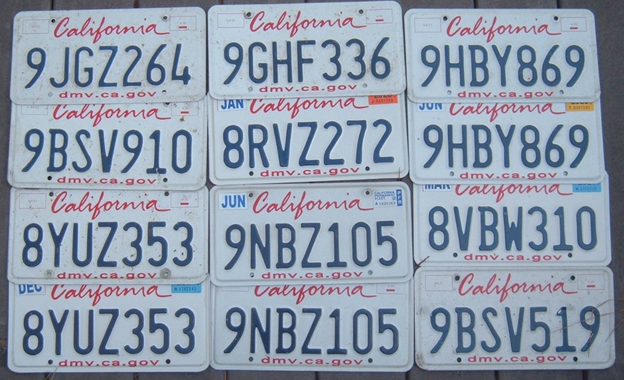 Lot of 12 CALIFORNIA License Plates expired some matching pairs