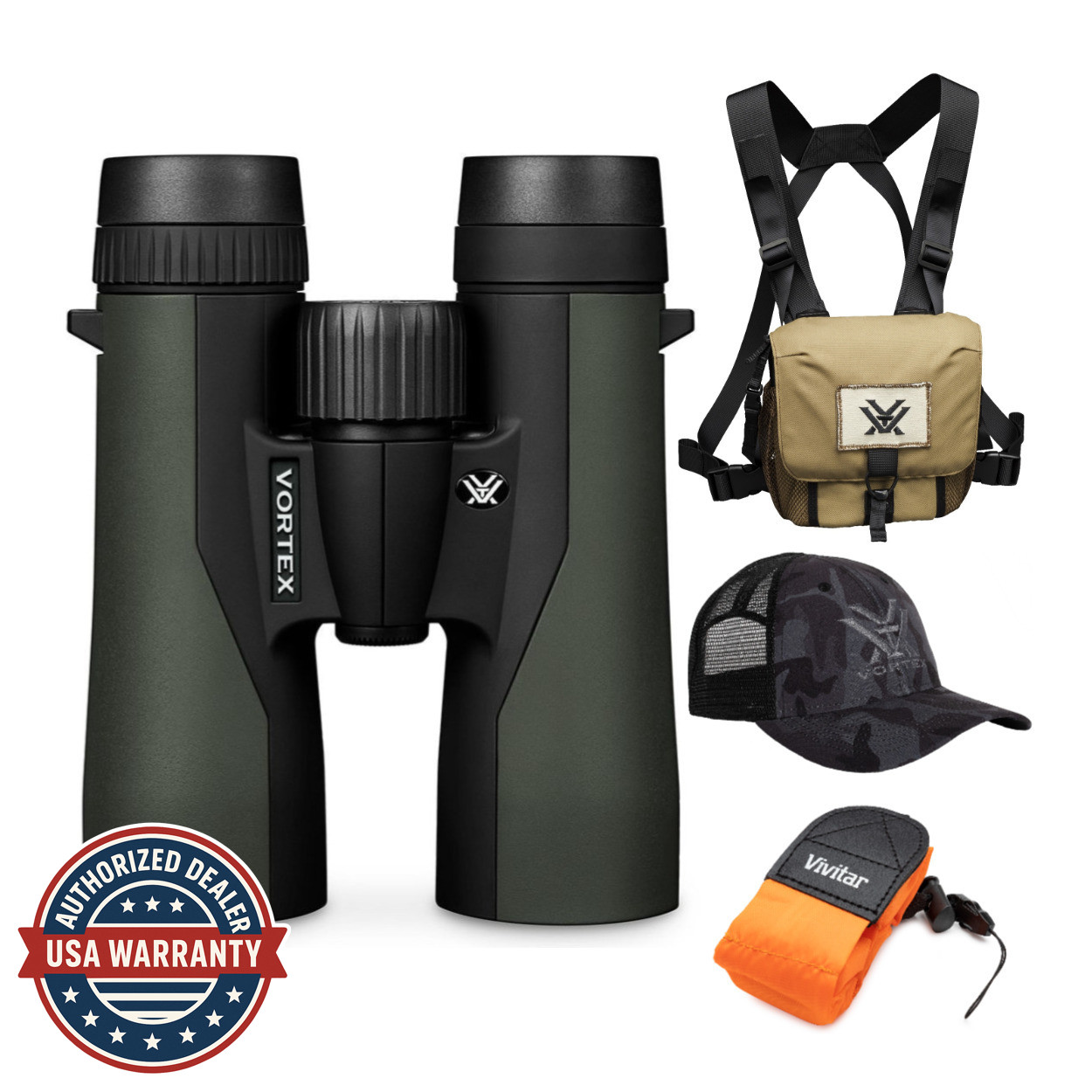 Vortex 10x42 Crossfire HD Roof Prism Binoculars w/ Floating Strap & Vortex Hat