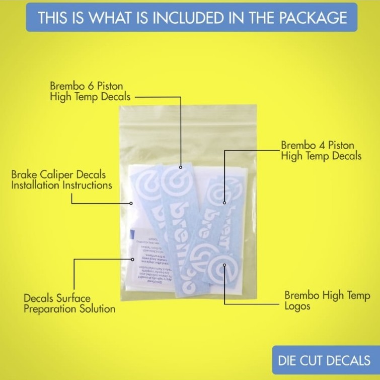 R&G HIGH TEMP Brake Caliper Decals Stickers Fits Brembo 6 & 4 Piston (White)