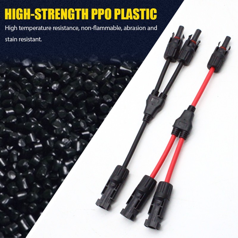 2 Pair Y2 Branch Solar Cable Solar Connectors for Solar Panel Parallel 30A