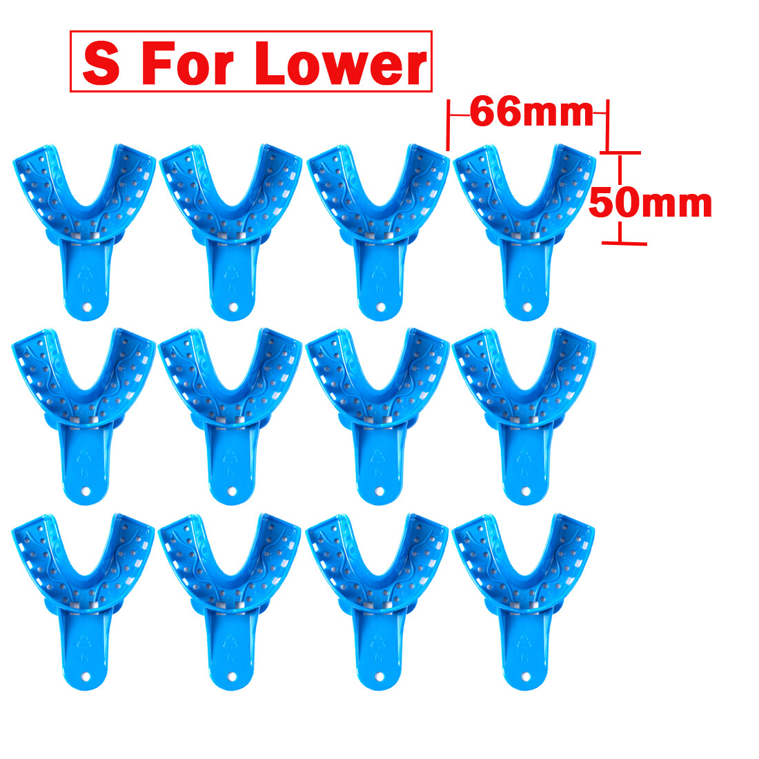 12Pc Dental Impression Trays Plastic Perforated Denture Upper/Lower EASYINSMILE
