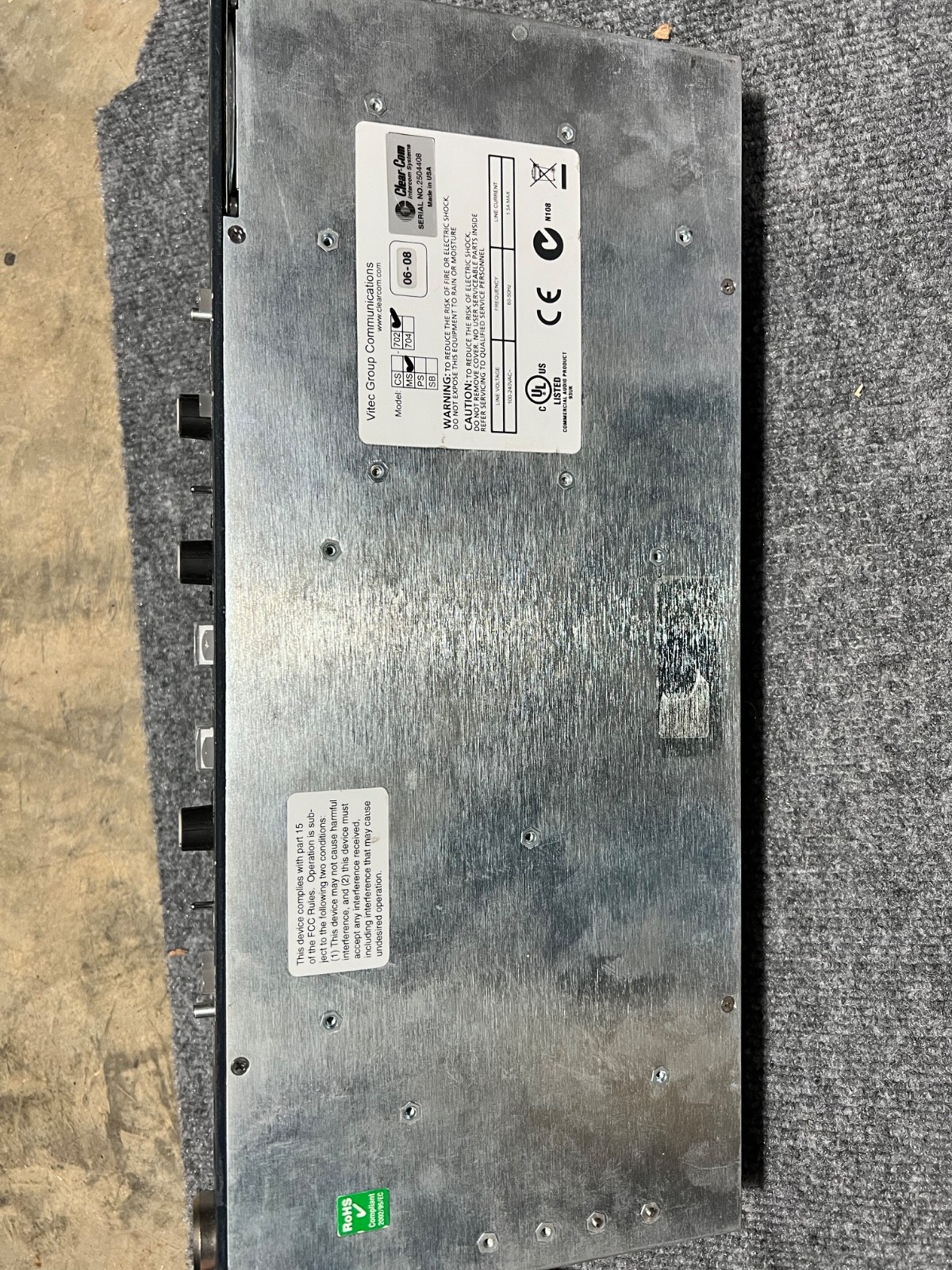 Used ClearCom Encore MS702 MS-702 Wired Intercom Rack Mount Main Base Station