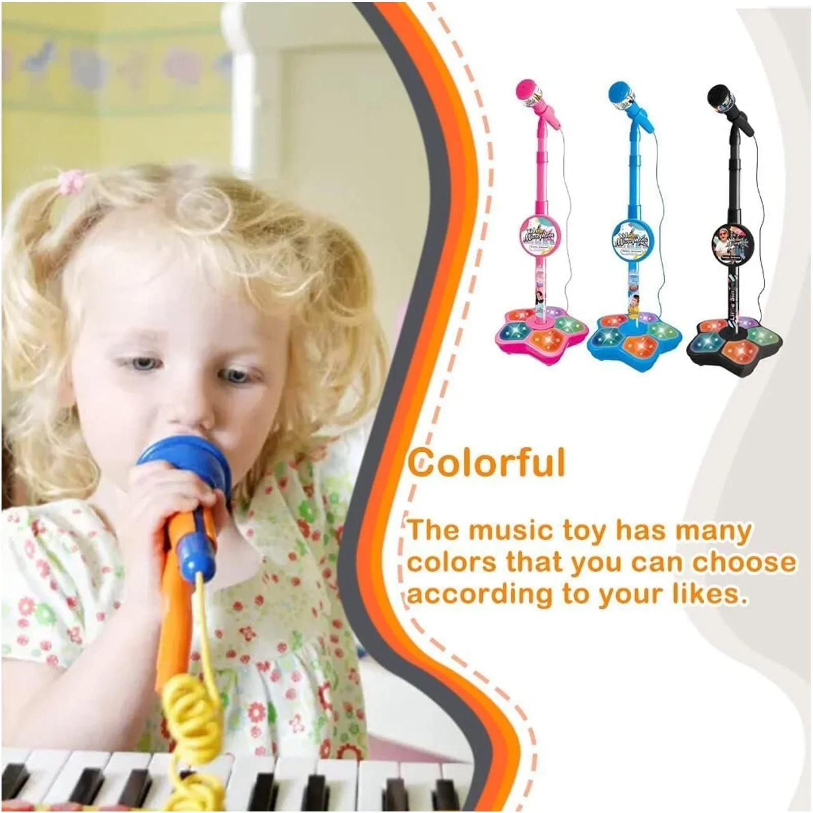 Stand Up Microphone Kids Child Microphone with Adjustable Stand for Kids Karaoke