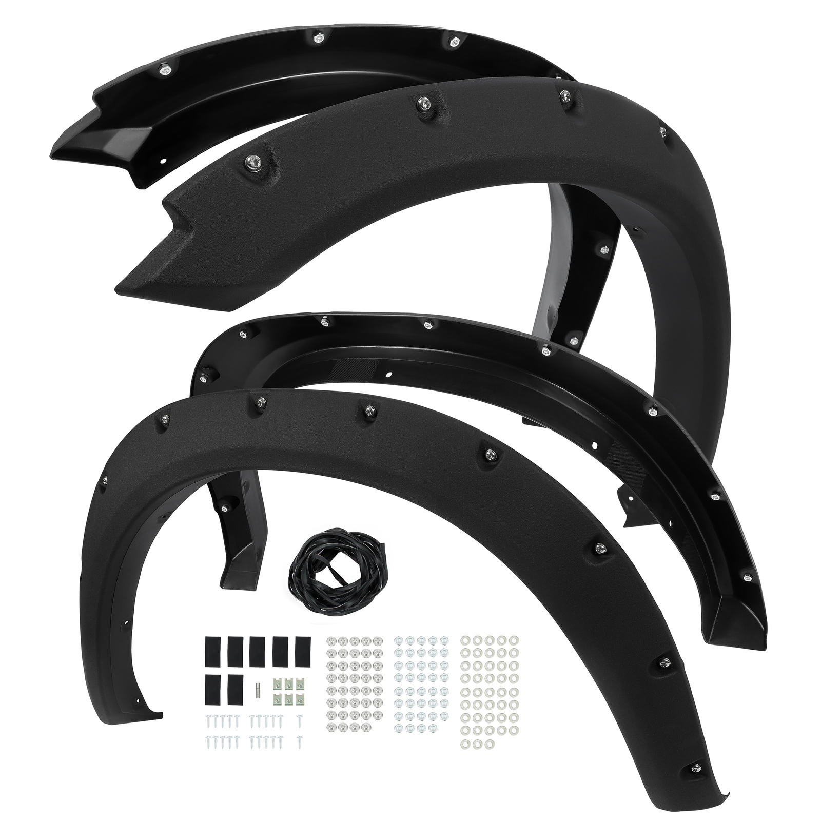 FOR 2009-23 19 DODGE RAM 1500 TEXTURED POCKET RIVETED STYLE WHEEL FENDER FLARES