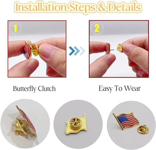 American Flag Lapel Pins Lot of 100 0.75-inch USA Tie Tack