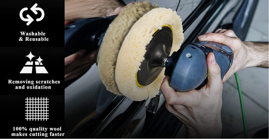 Premium Single Sided Wool Buffing Pad for Automotive Polishing 8 inches