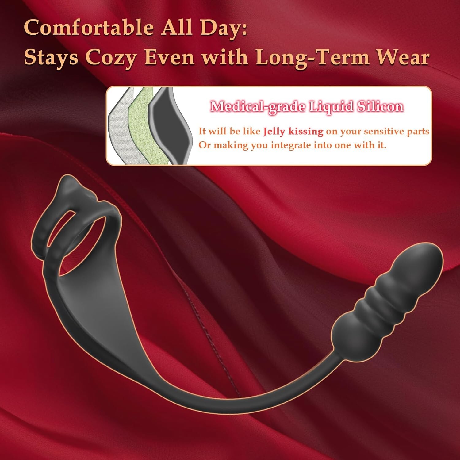 Thrusting Prostate Massager With Cock Ring Taint Vibrator Sex Toy For Men