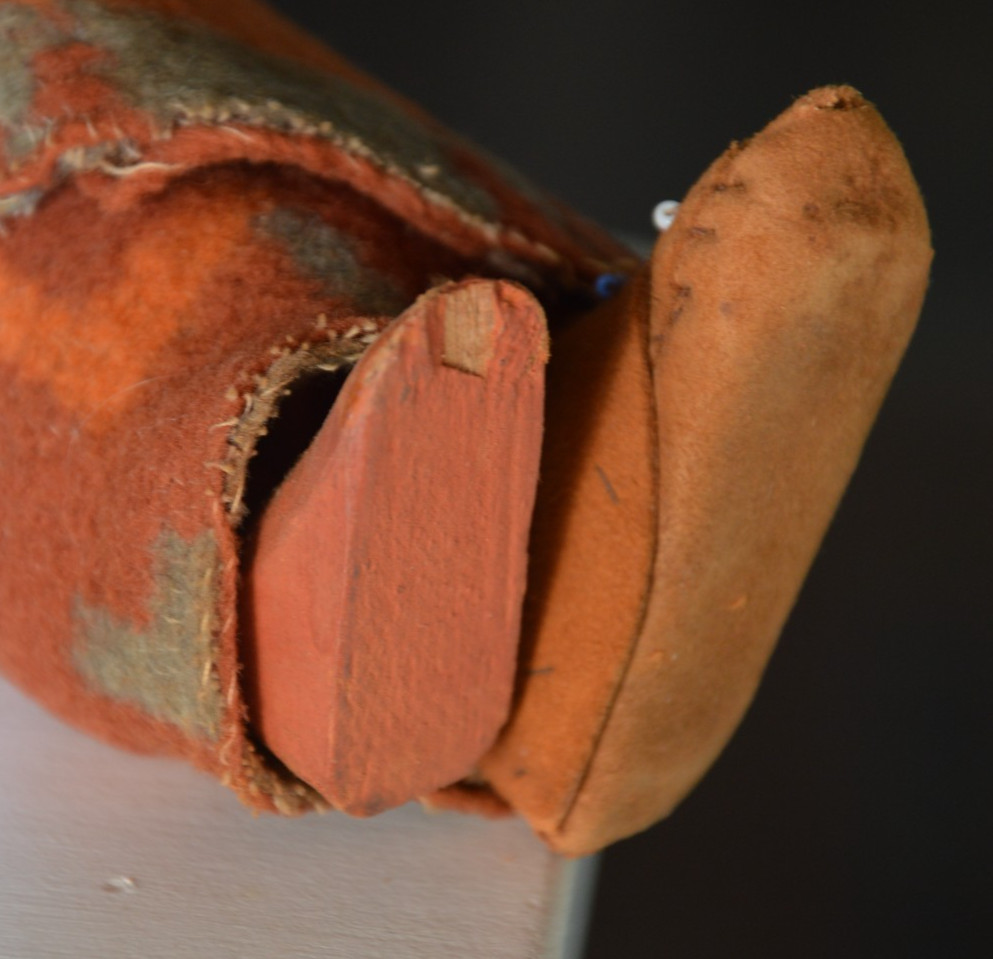 10" c.1915 Antique Original Doll Mary Francis Woods Crepe Face Blk Pin Eyes