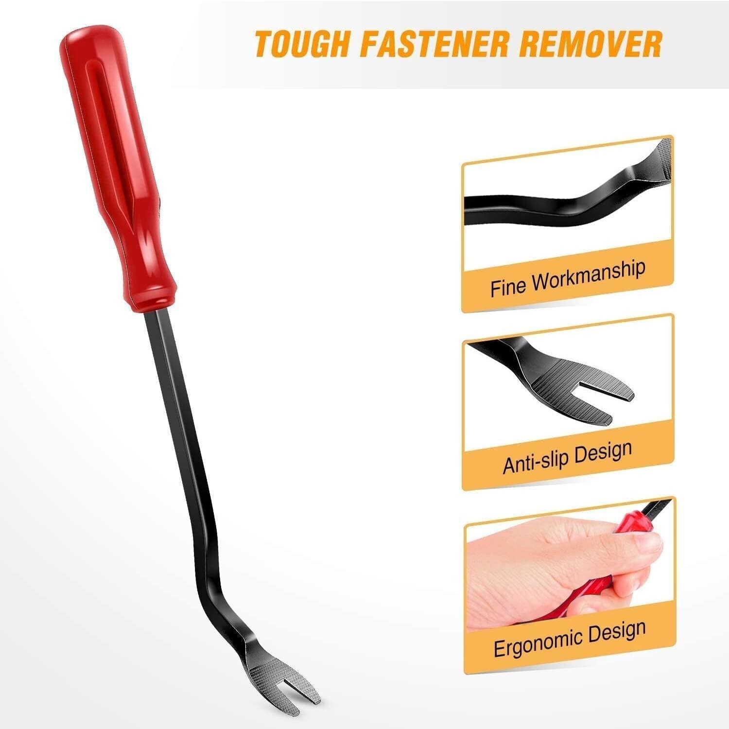 Plastic Trim REMOVAL Pry Tool fits Car Radio Panel Door Dash Clip Fastener RED