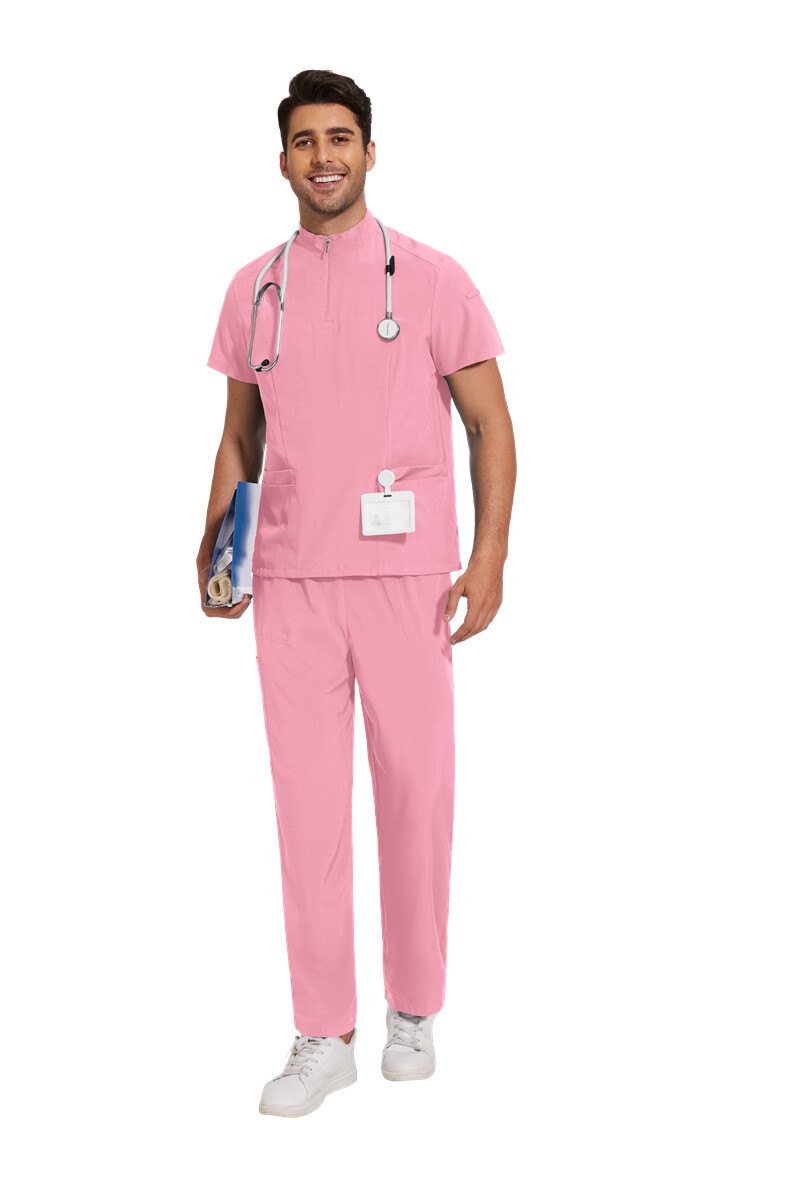 NiaaHinn Uniform Men Scrub Set Medical Doctor Scrub Uniform Zipper-Top Unisex