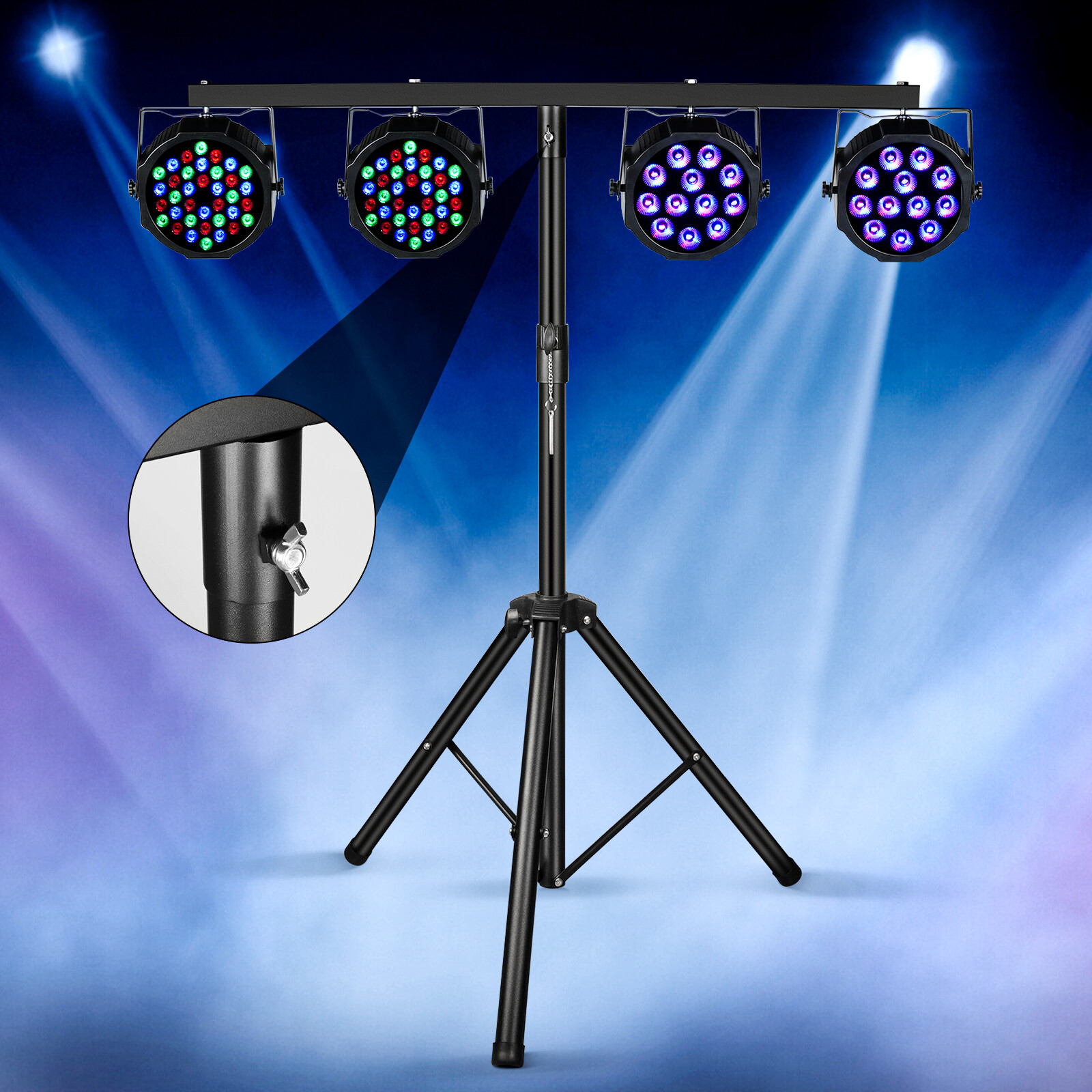 Pro Audio Universal Par Can Light Tripod Stand & T Bar Show DJ Disco Light Stand