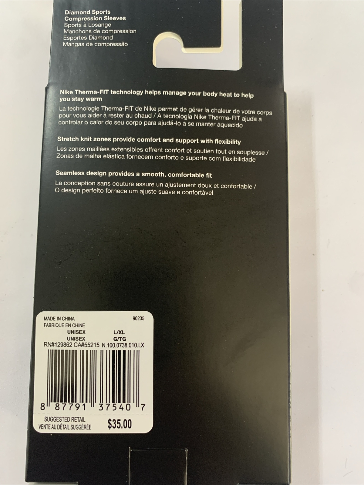 Nike Pro Therma-FIT compression sleeves. 2-Pack Black L-XL Brand New