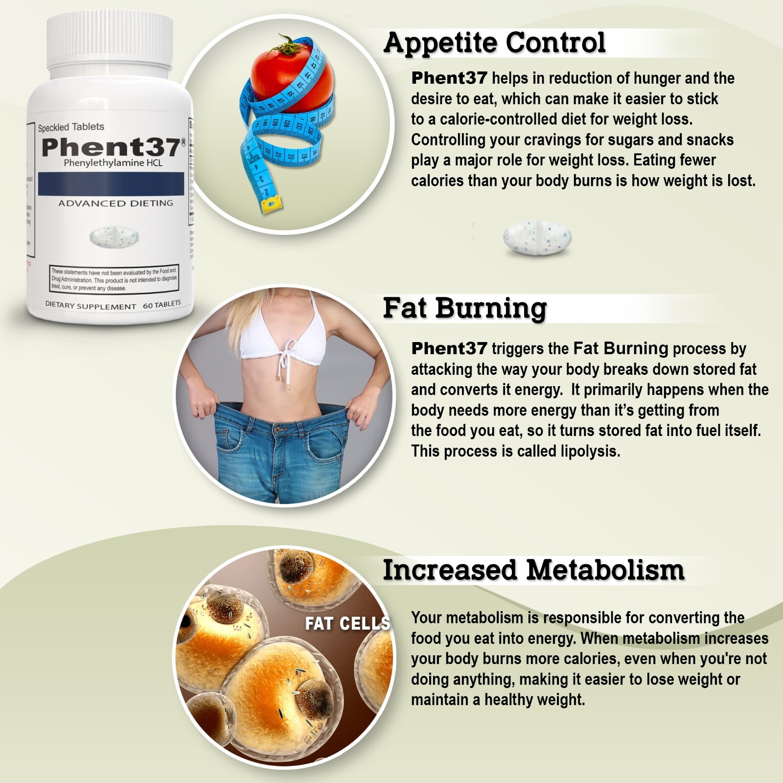 Phent37 - Speckled Tablets Appetite Control, Fat Burner Phenylethylamine Energy