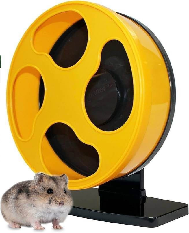 PREOWNED 9” yellow silent runner wheel for hamsters, pocket pets and rodents