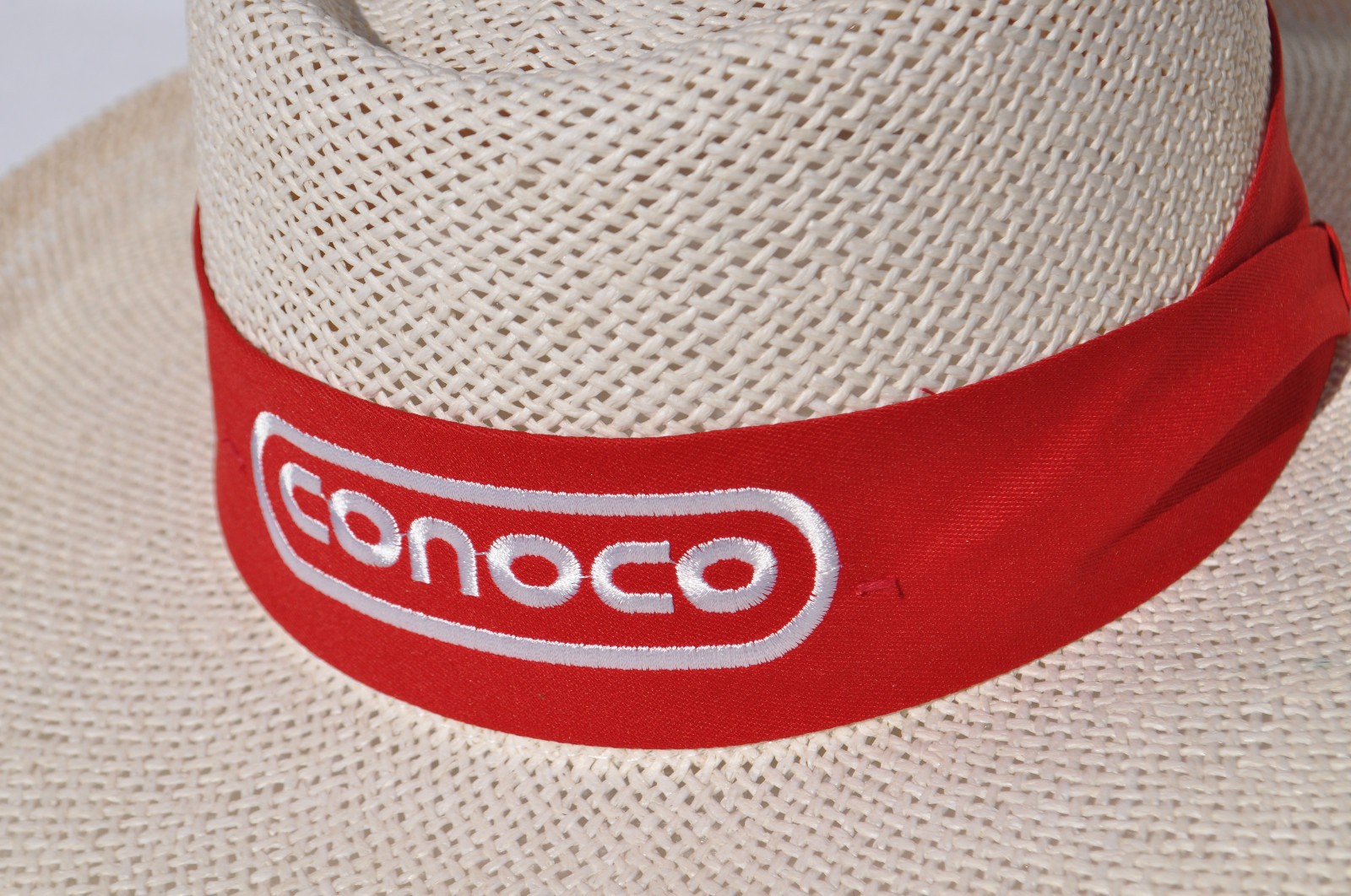 Vintage New, Unused Conoco Straw Hat W/ Headband Gas Service Classic Memorabilia
