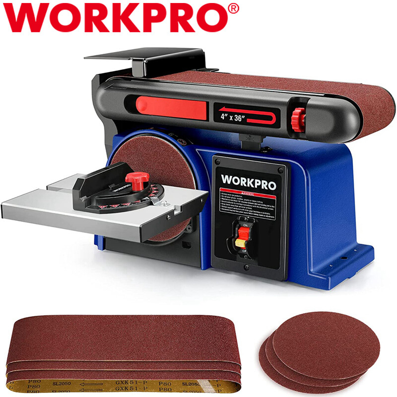 WORKPRO 6 in. Disc Sander & 4 in. x 36 in. Belt Belt Disc Sander w/6pc Sandpaper