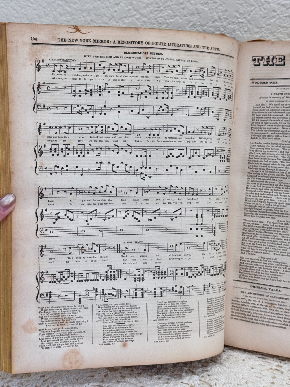 Antique 1830 New York Mirror Vol VIII w/ 1860 Valentine’s Manual Scrip Facsimile