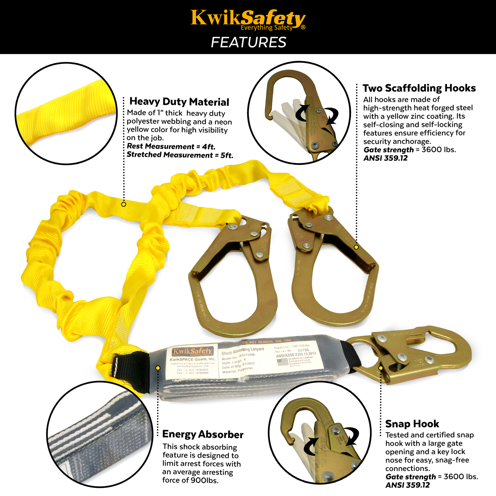 PYTHON 6' Safety Lanyard | 1 PACK