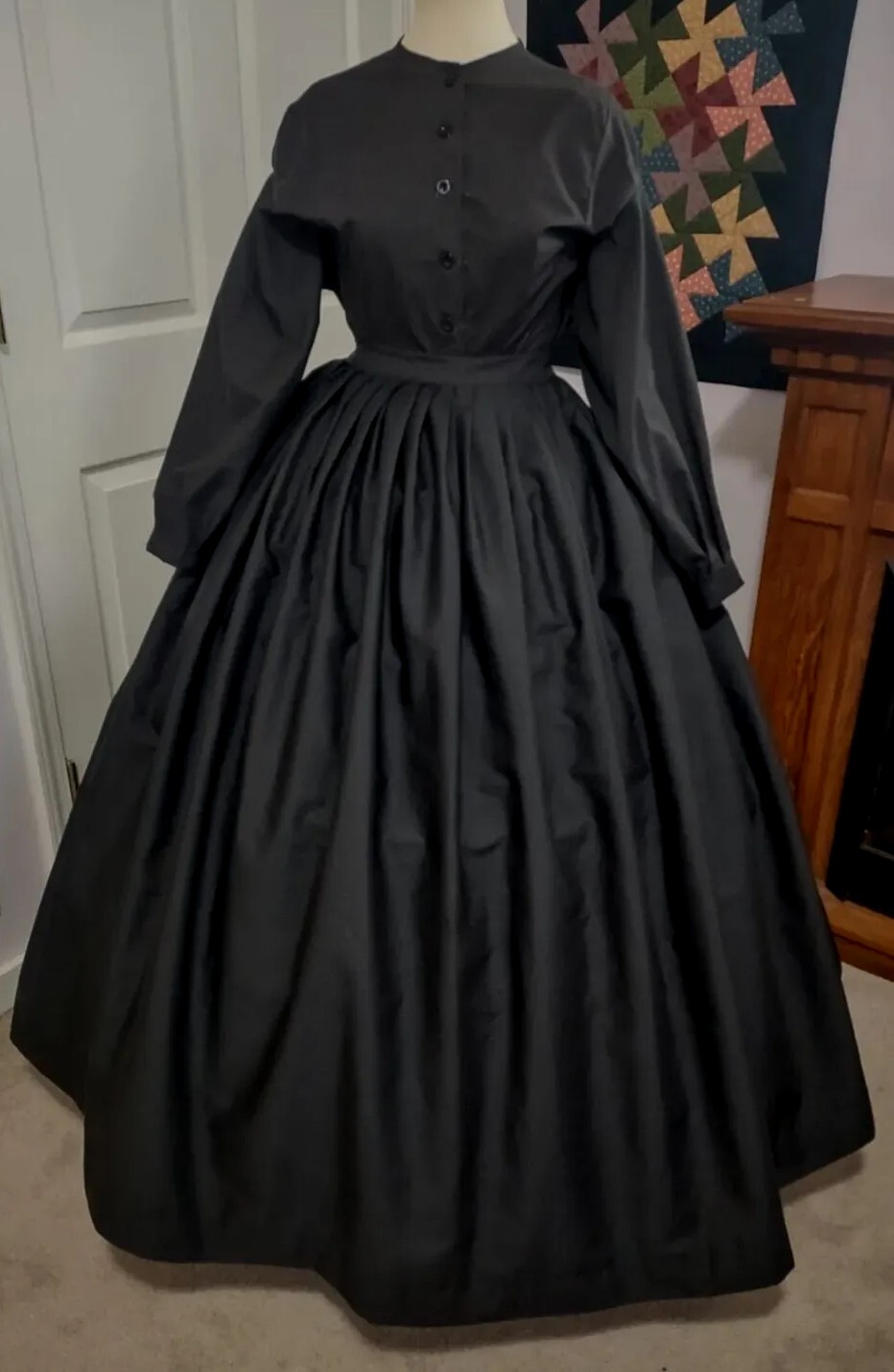 CIVIL WAR DRESS~VICTORIAN STYLE- CUSTOM BLACK MORNING HOOP SHIRT AND BLOUSE SET