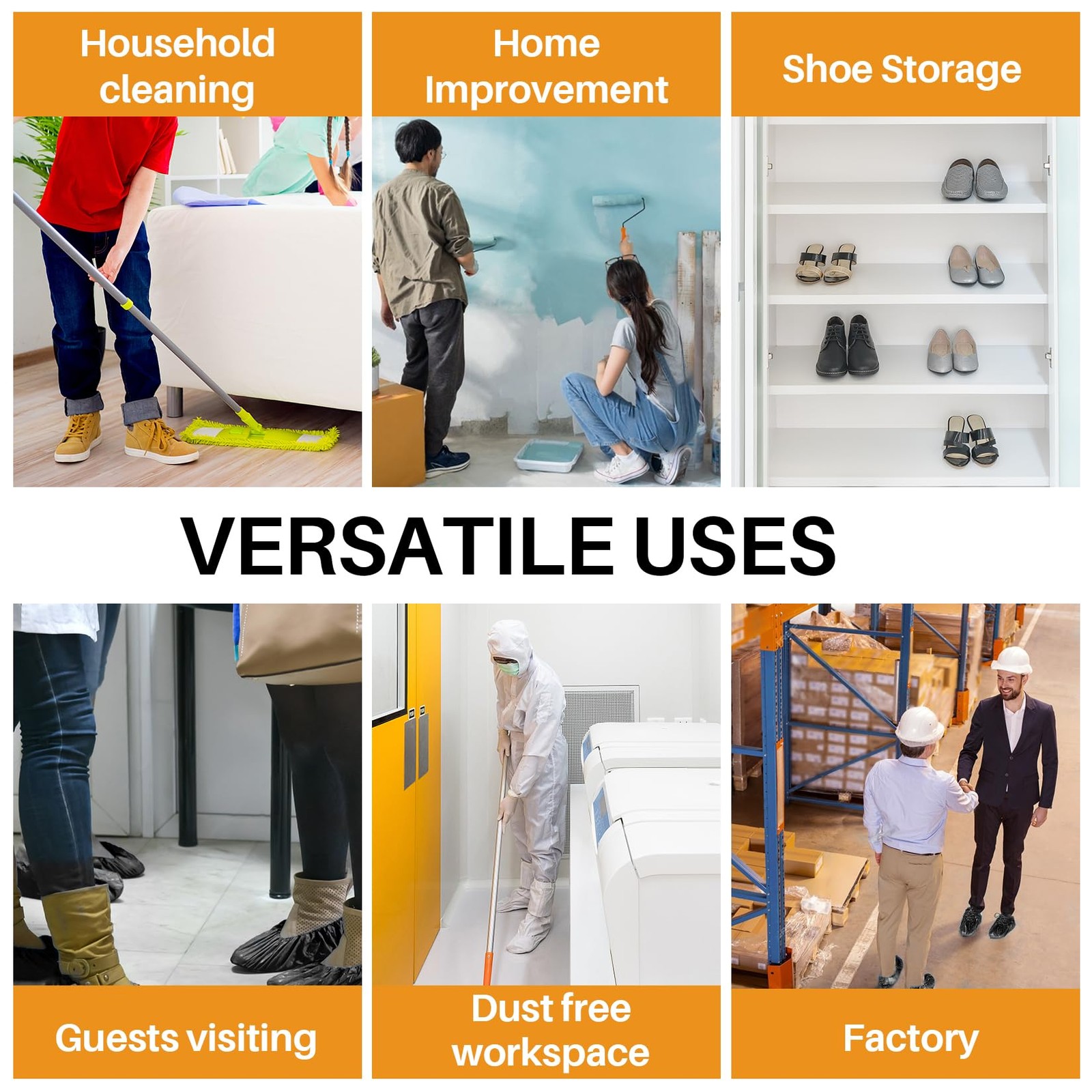 60 Pack Disposable Shoe Covers Waterproof Plastic Booties for Men & Women