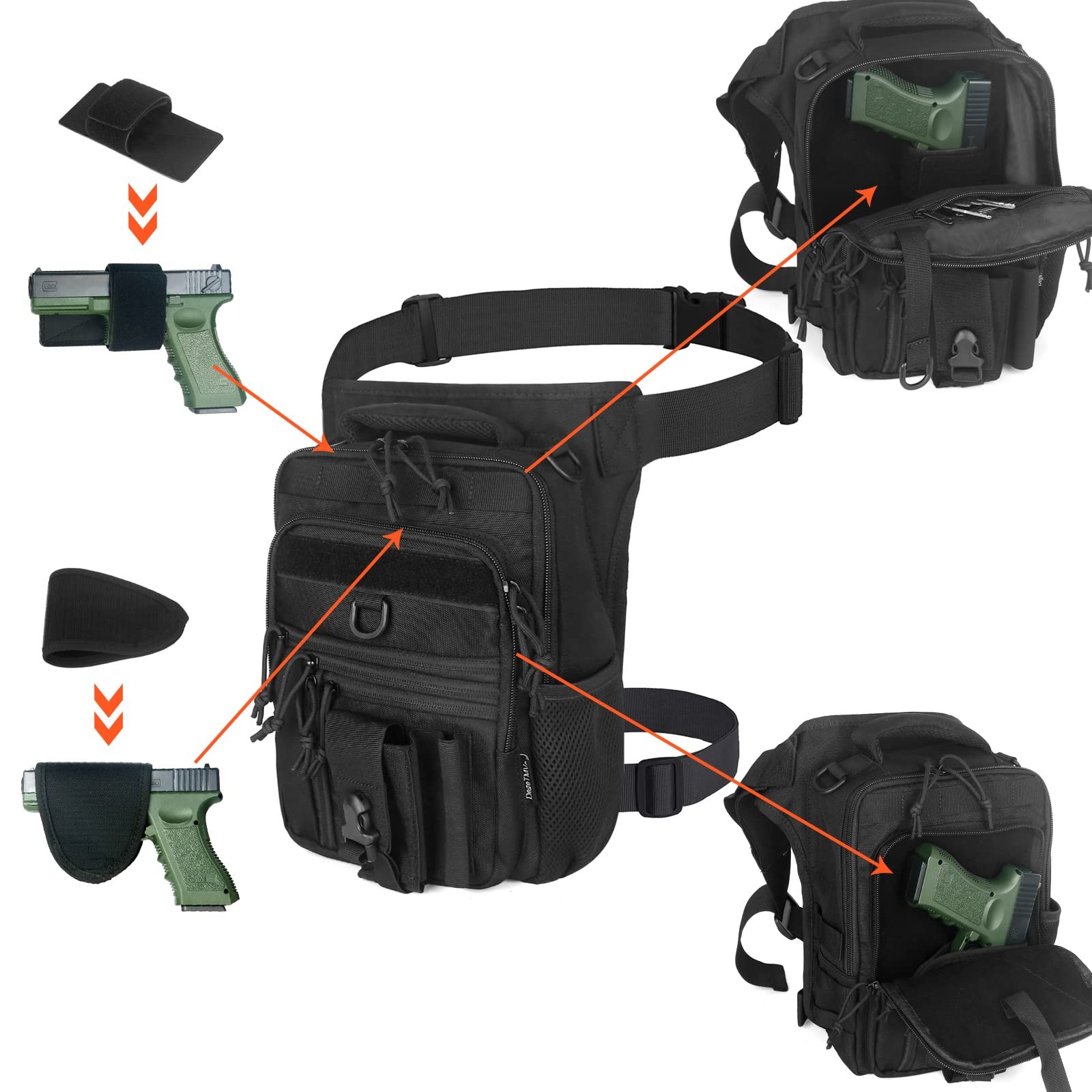 Dual Holster Drop Leg Bag Tactical Thigh Pouch Conceal Carry Pistol Handgun