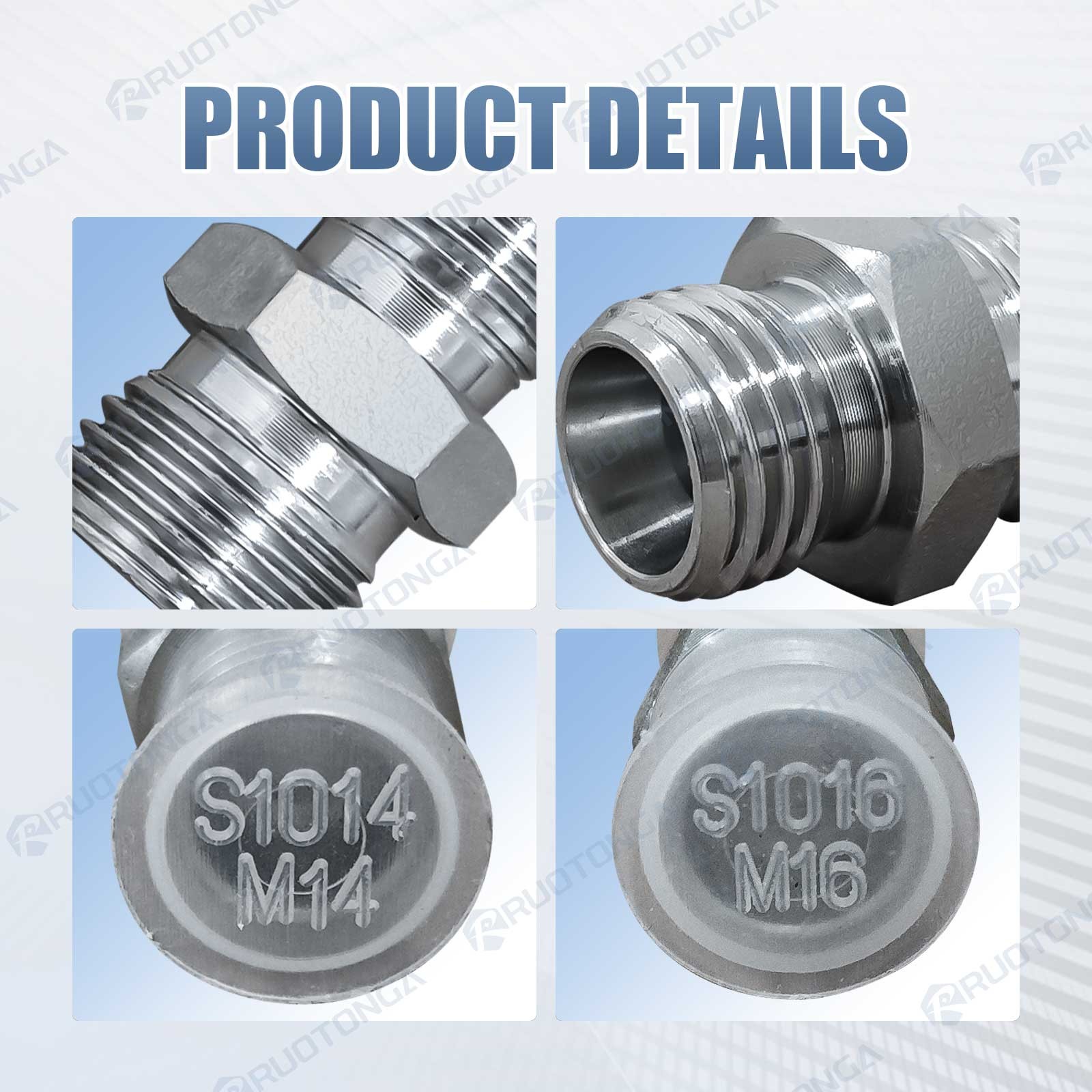 Mini Excavator Hydraulic Attachment Fittings ( 2 Pairs) 14m-16m Fittings