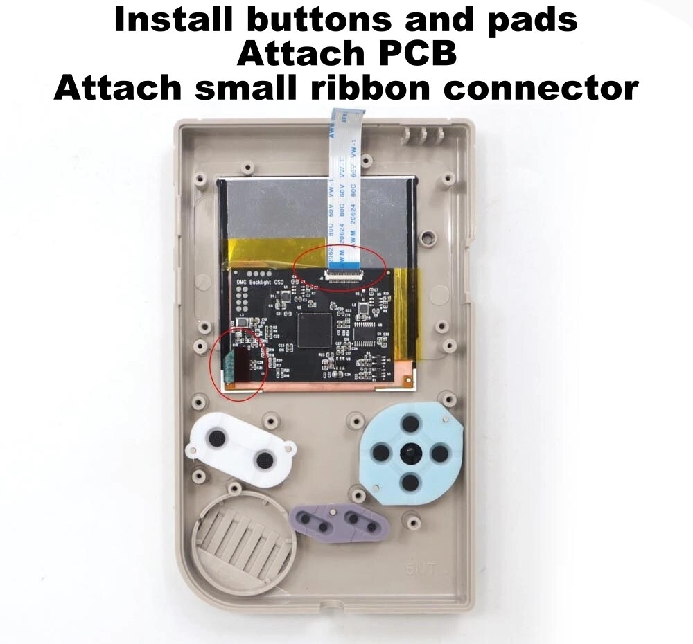 Game Boy DMG Laminated IPS Kit w/ Shell & USB-C LiPo Battery Gameboy *NO SOLDER*