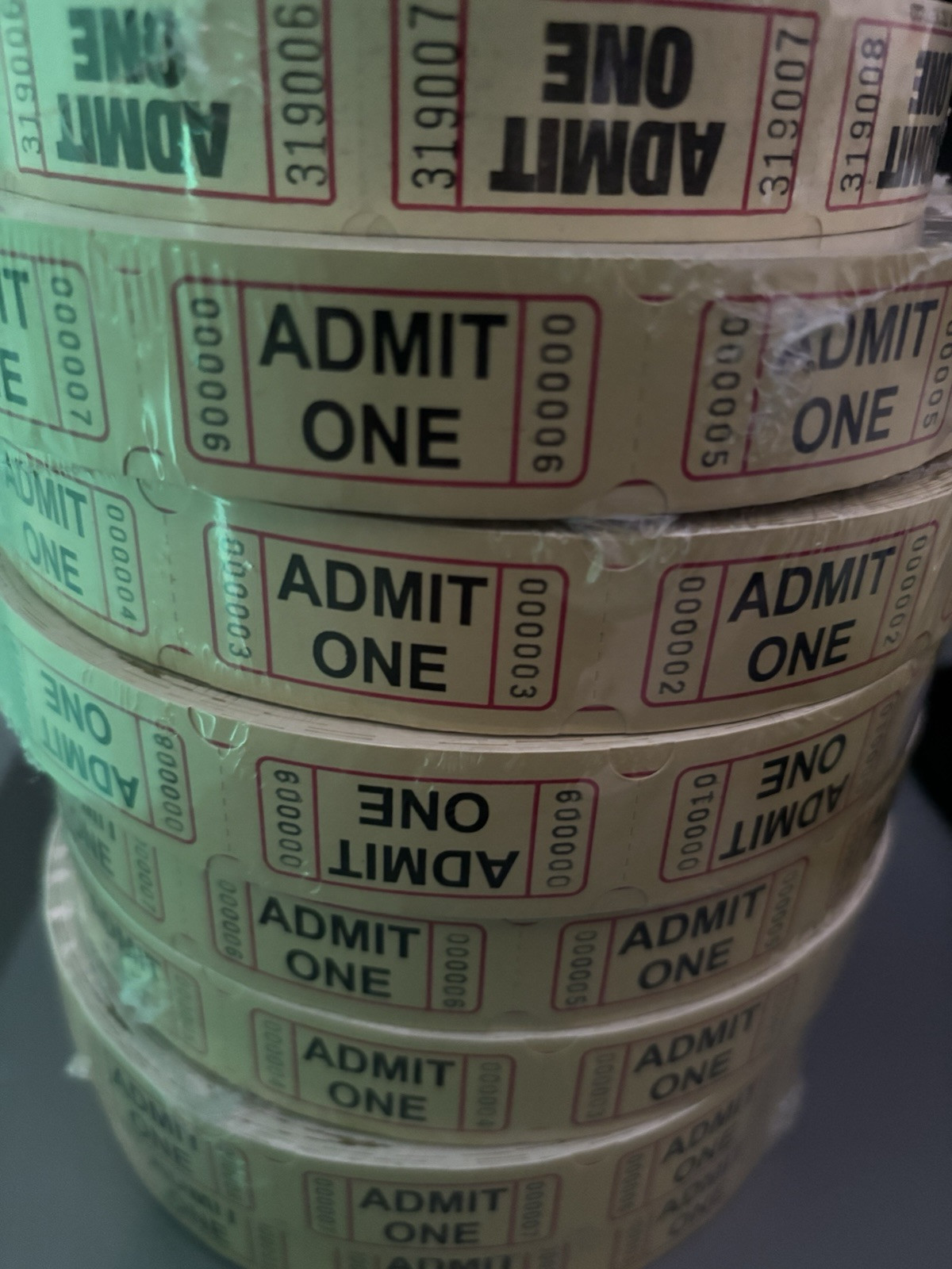 Admit One Yellow Raffle Tickets