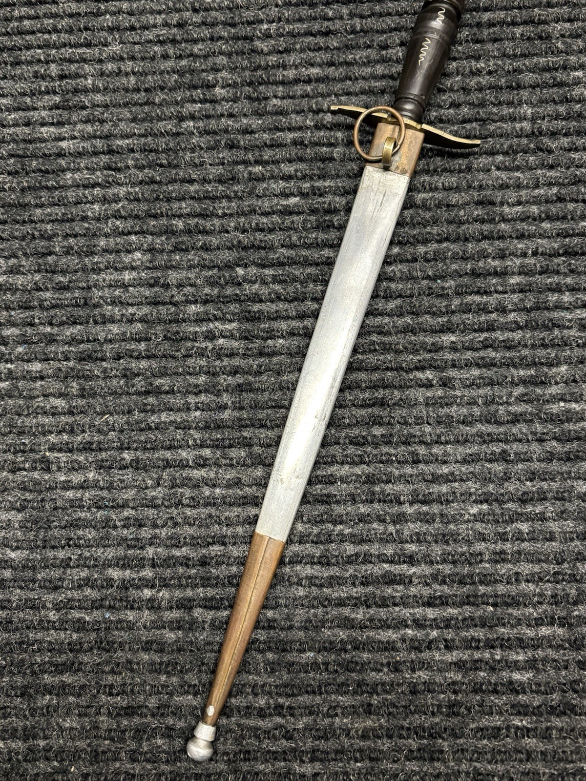 Vintage Luzon Philippine Dagger Engraved Brass Blade Scabbard Tourist Souvenir