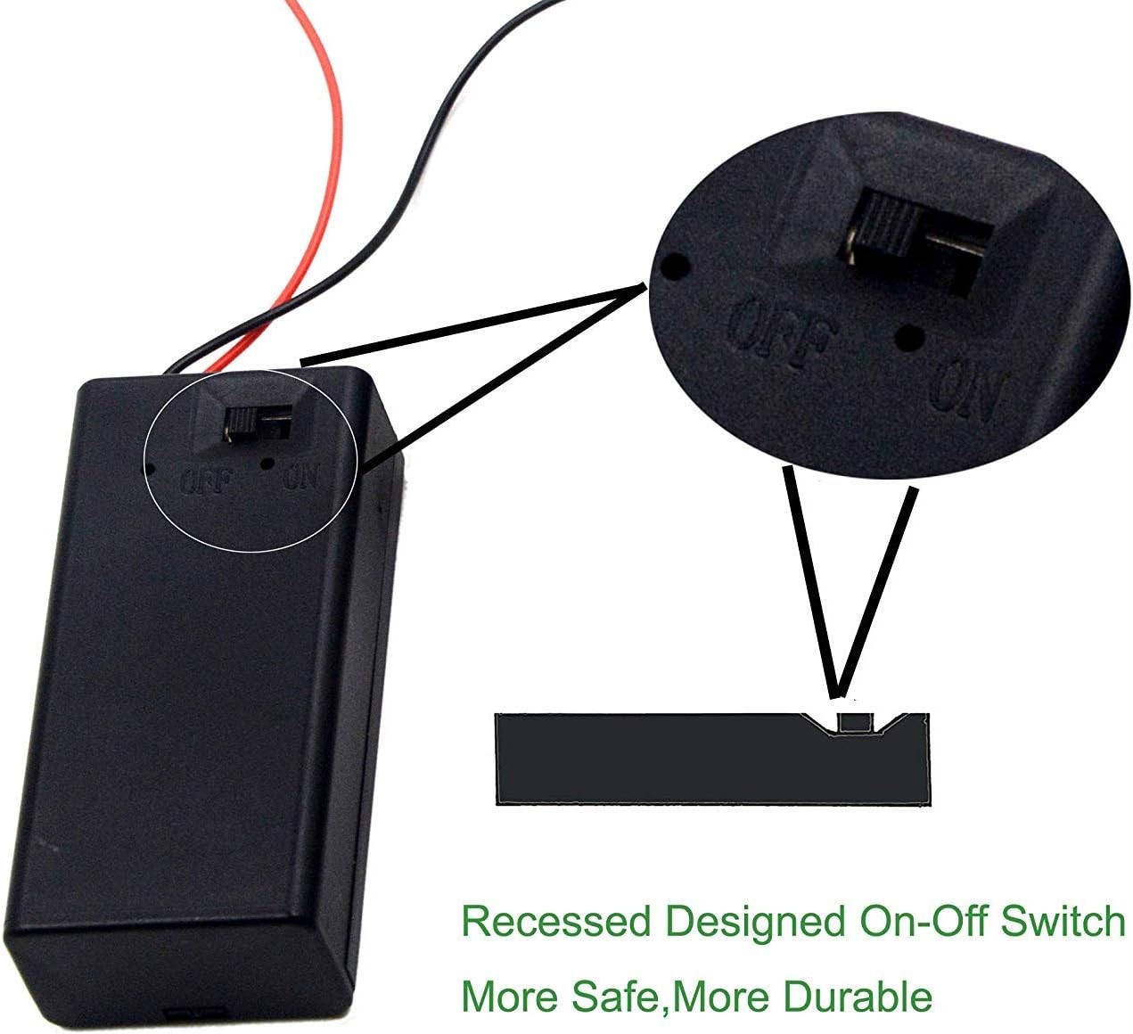 (Pack of 2) 9v Battery Holder, 9 Volt Holder with Switch, Battery...