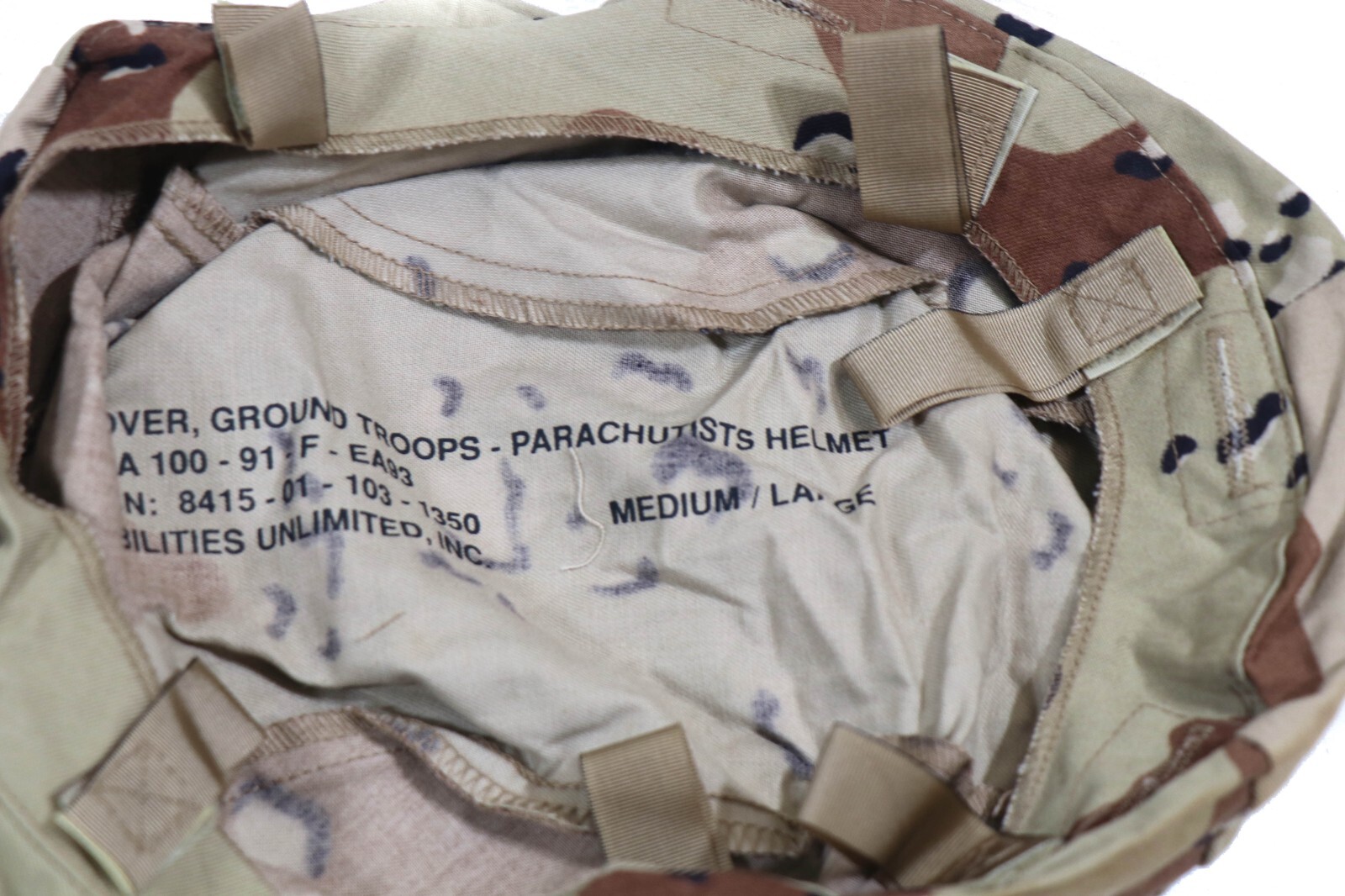 Medium / Large US PASGT Chocolate Chip Desert Storm Gulf War Helmet Cover Only