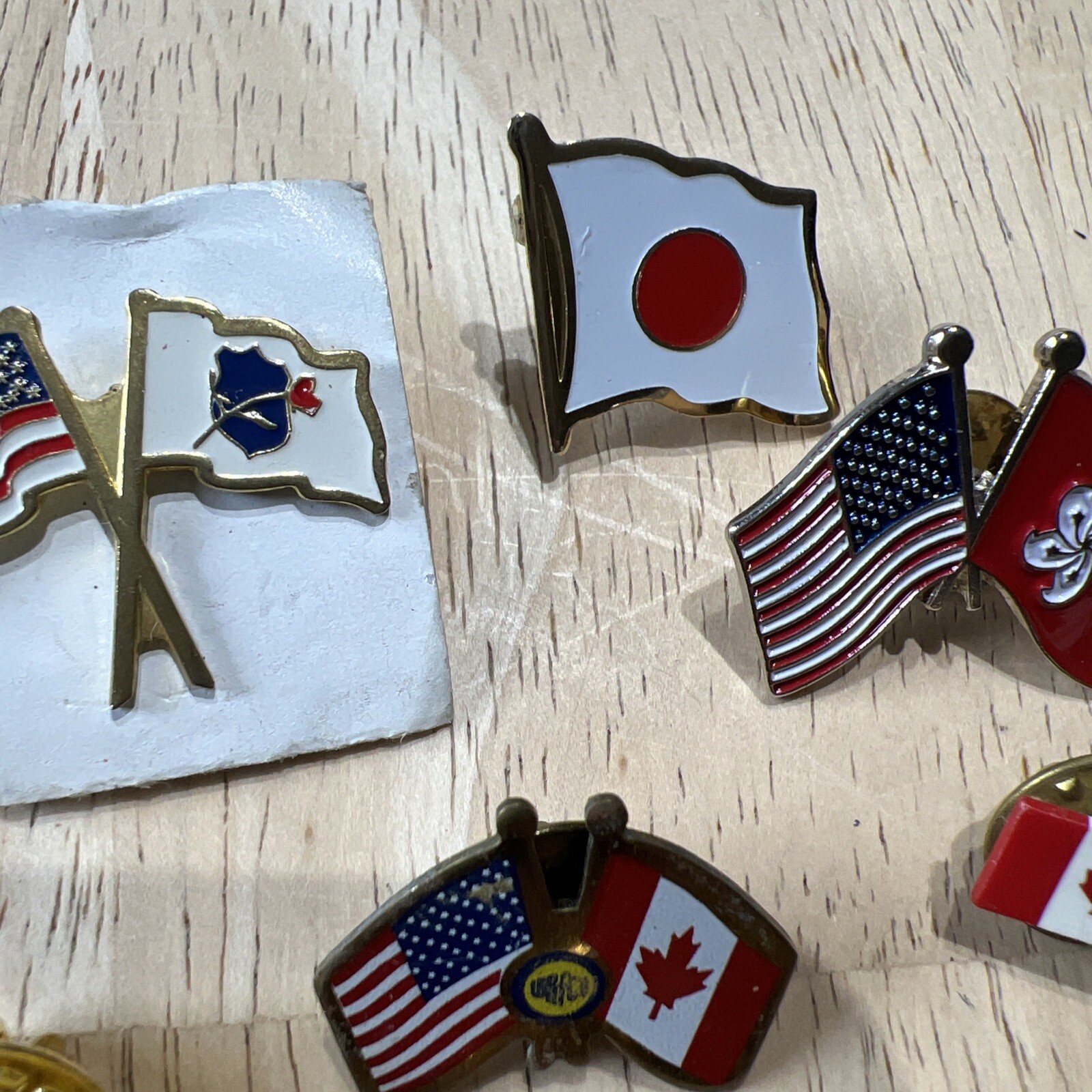 Lot Of 10 Vintage Country Flag Pinbacks