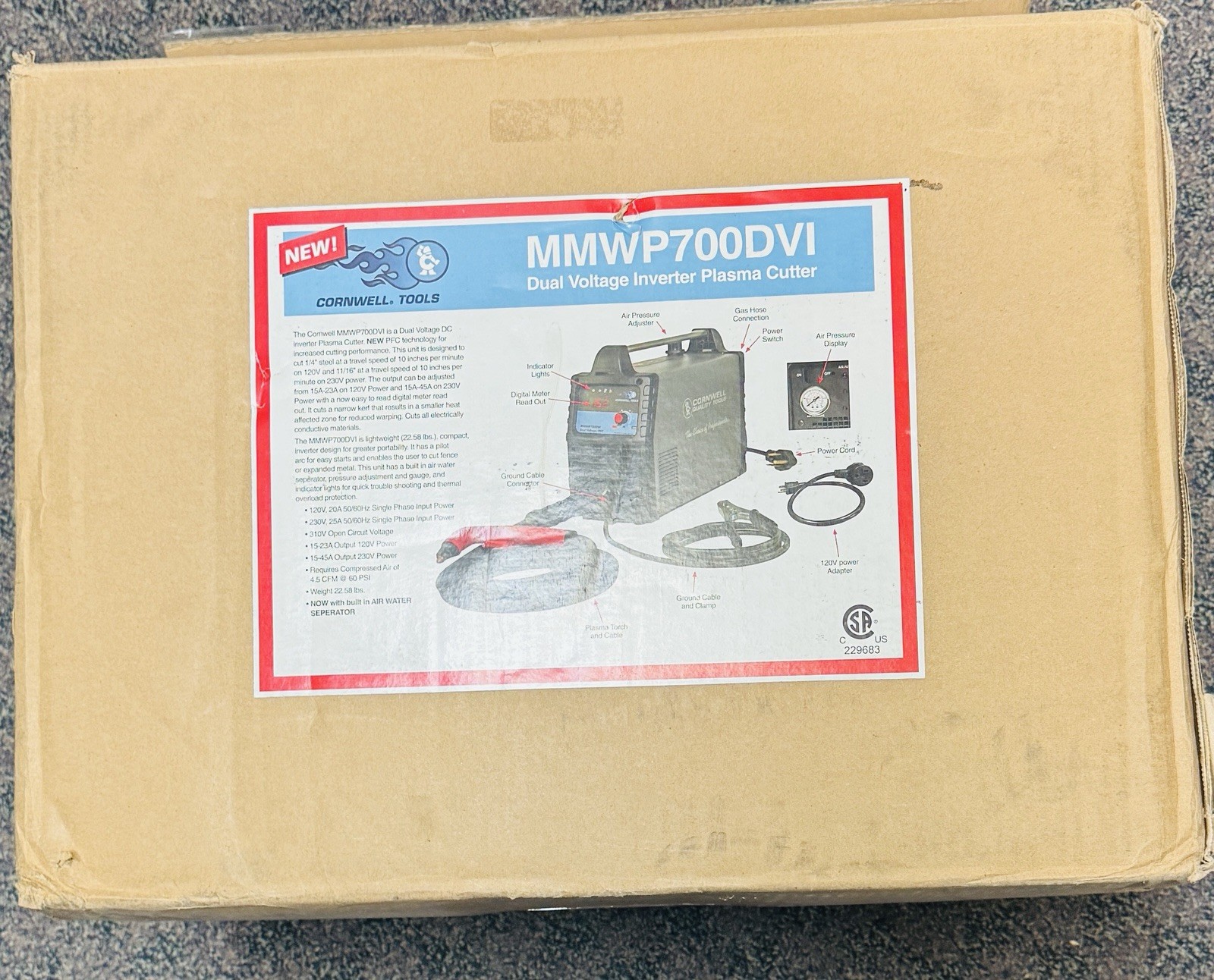 Cornwell Plasma Cutter MMWP7000DVI Dual Voltage Inverter Plasma Cutter