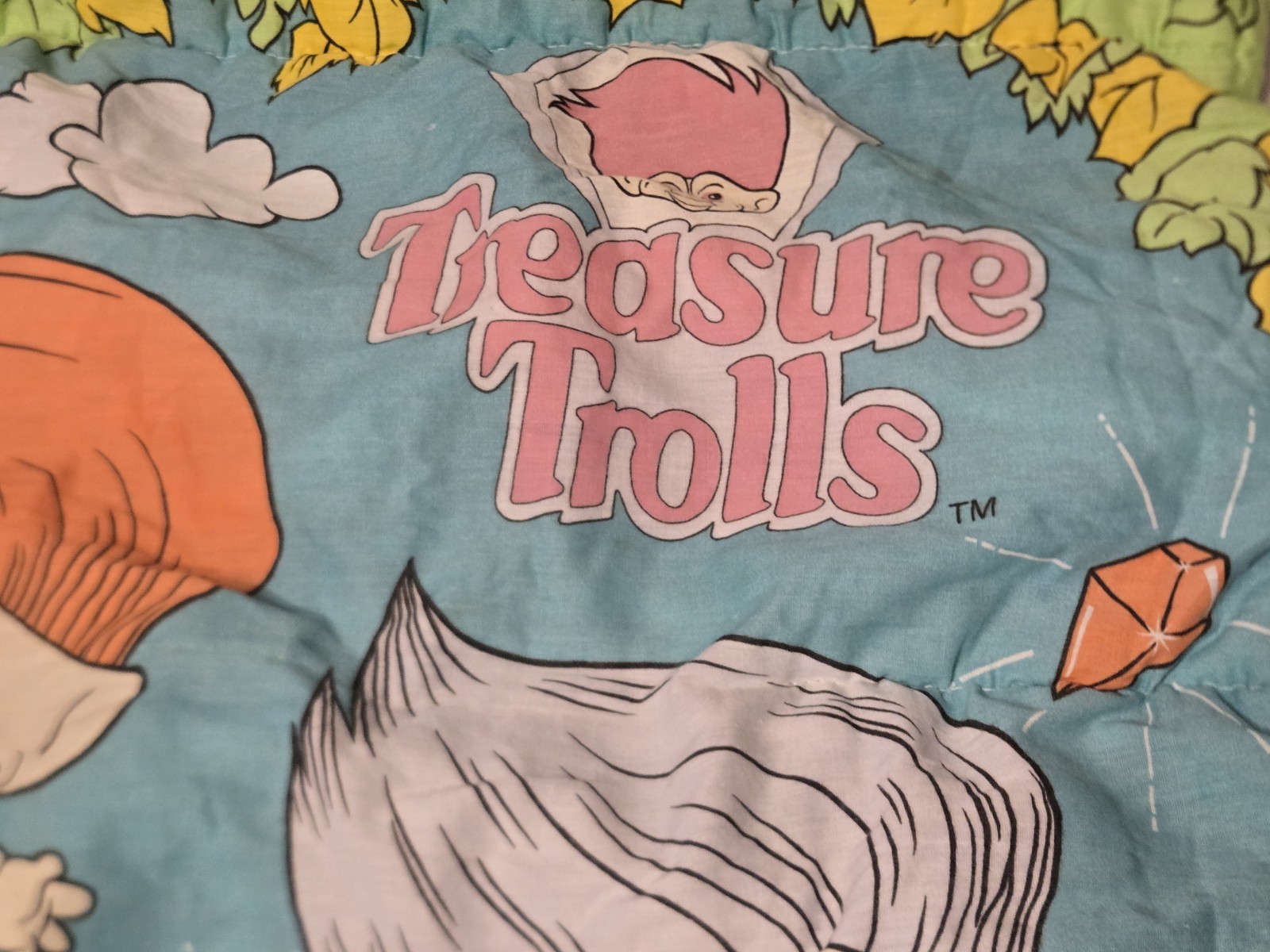 Vintage Sleeping Bag 1992 Treasure Trolls Ace Novelty 90s Kids Camp Blanket