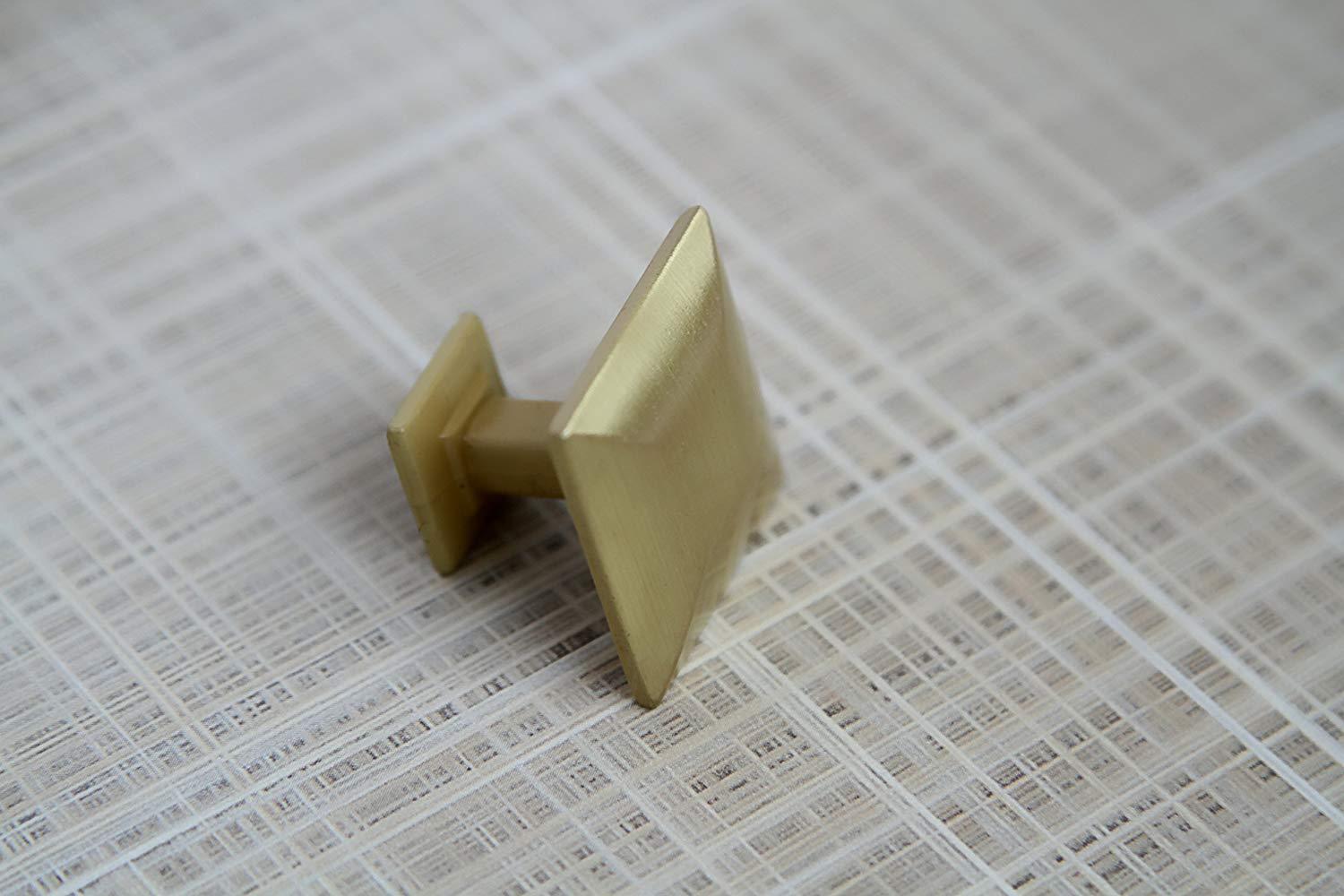 Satin Brass Cabinet Hardware Square 1.16" Modern Basic Knob Modern Gold Vibrant