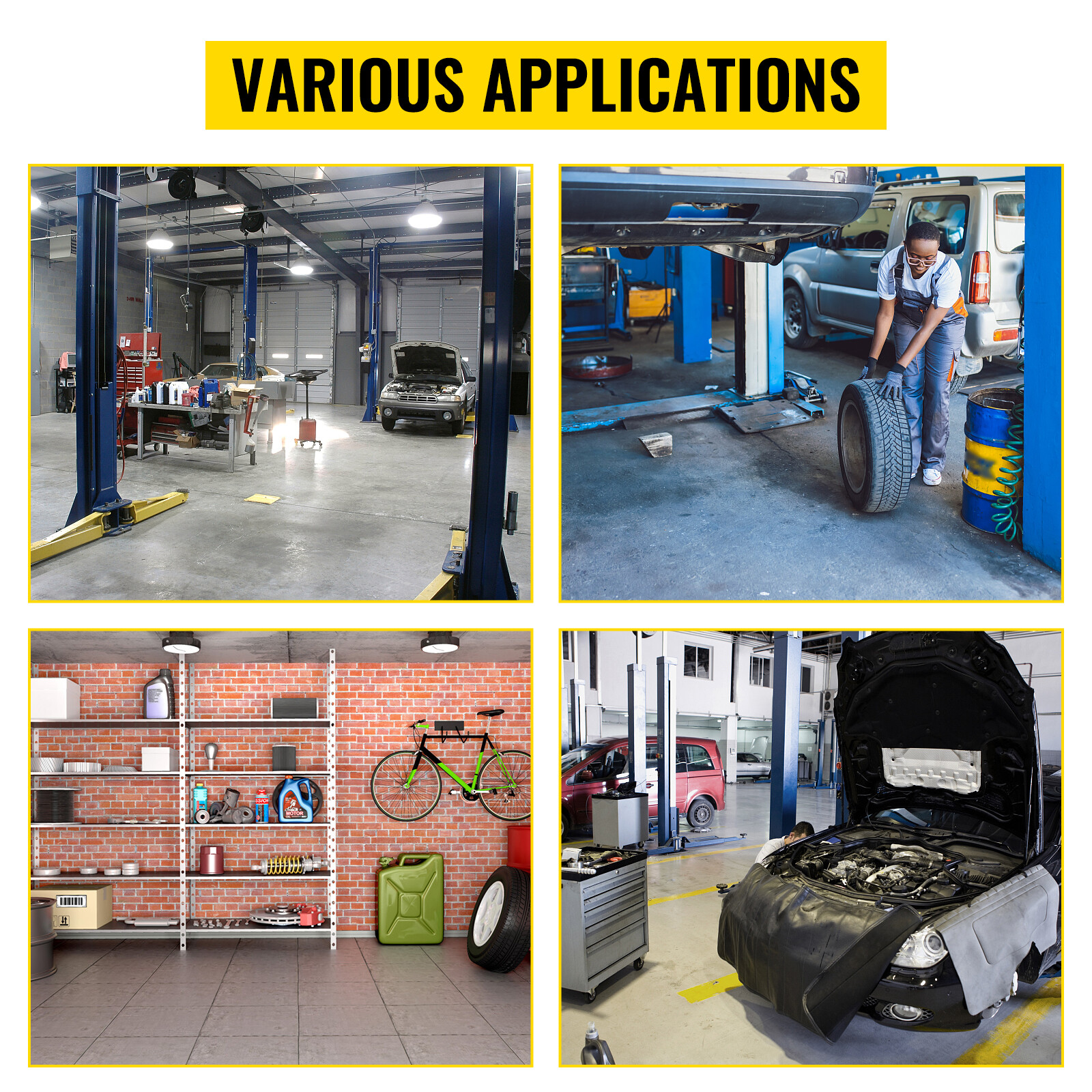 VEVOR Rolling Garage Stool 300LBS Adjustable Mechanic Work Shop Seat w/Casters