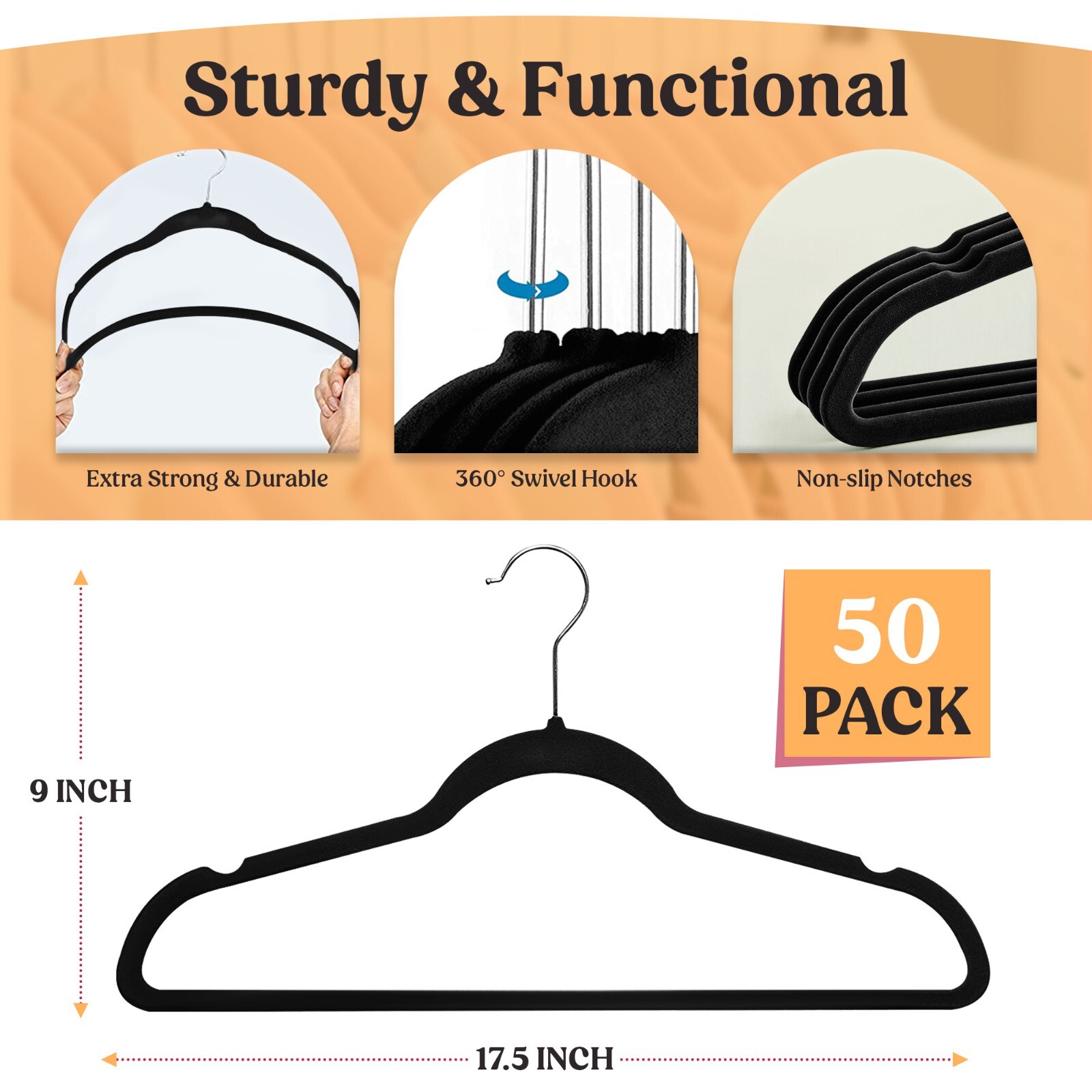 30/50 Pack Velvet Cloth Hangers Premium Lightweight Space Sever Non Slip Hanger