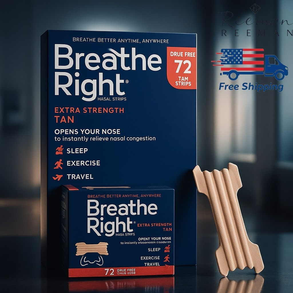 Breathe Right Nasal Strips Snoring Relief Extra Strength TAN 72 ct Free Shipping