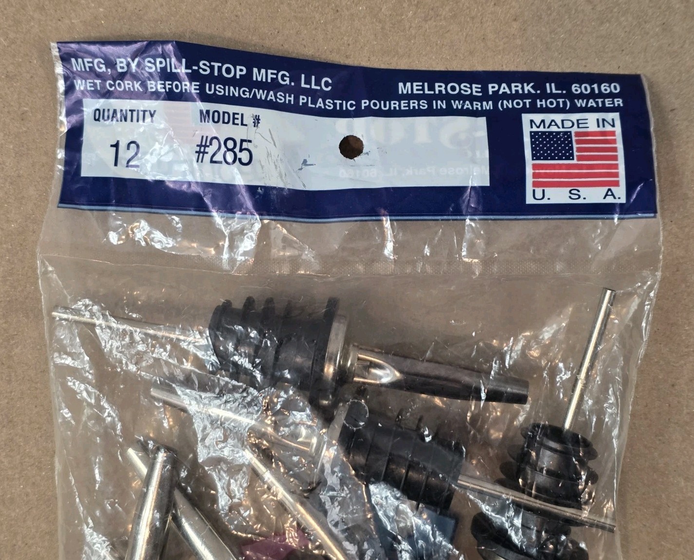 Spill-Stop 285-50 Medium Flow Tapered Liquor Pourer, Chrome - 12 Pack